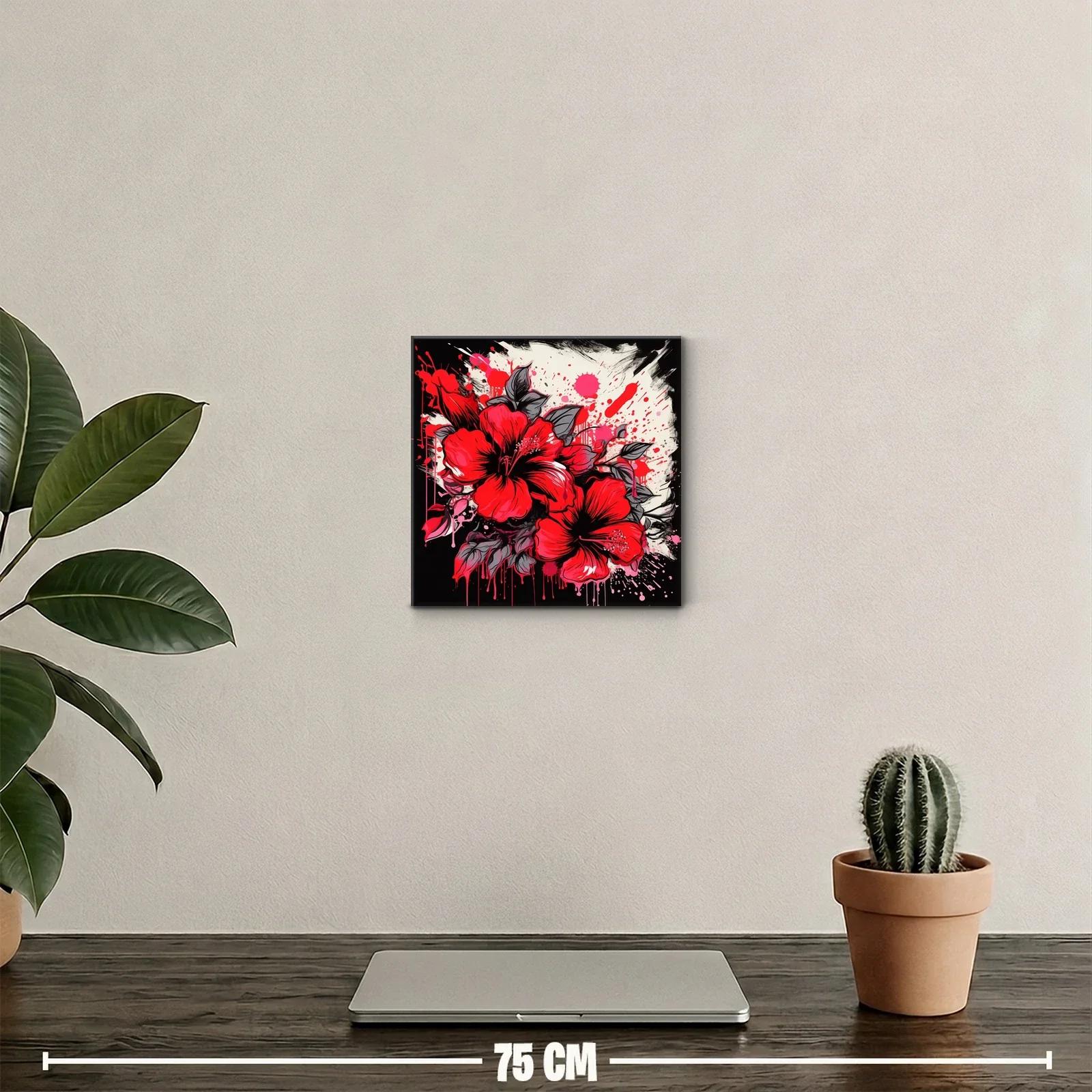 Cuadro decorativo con grandes flores rojas vibrantes — miniatura 2
