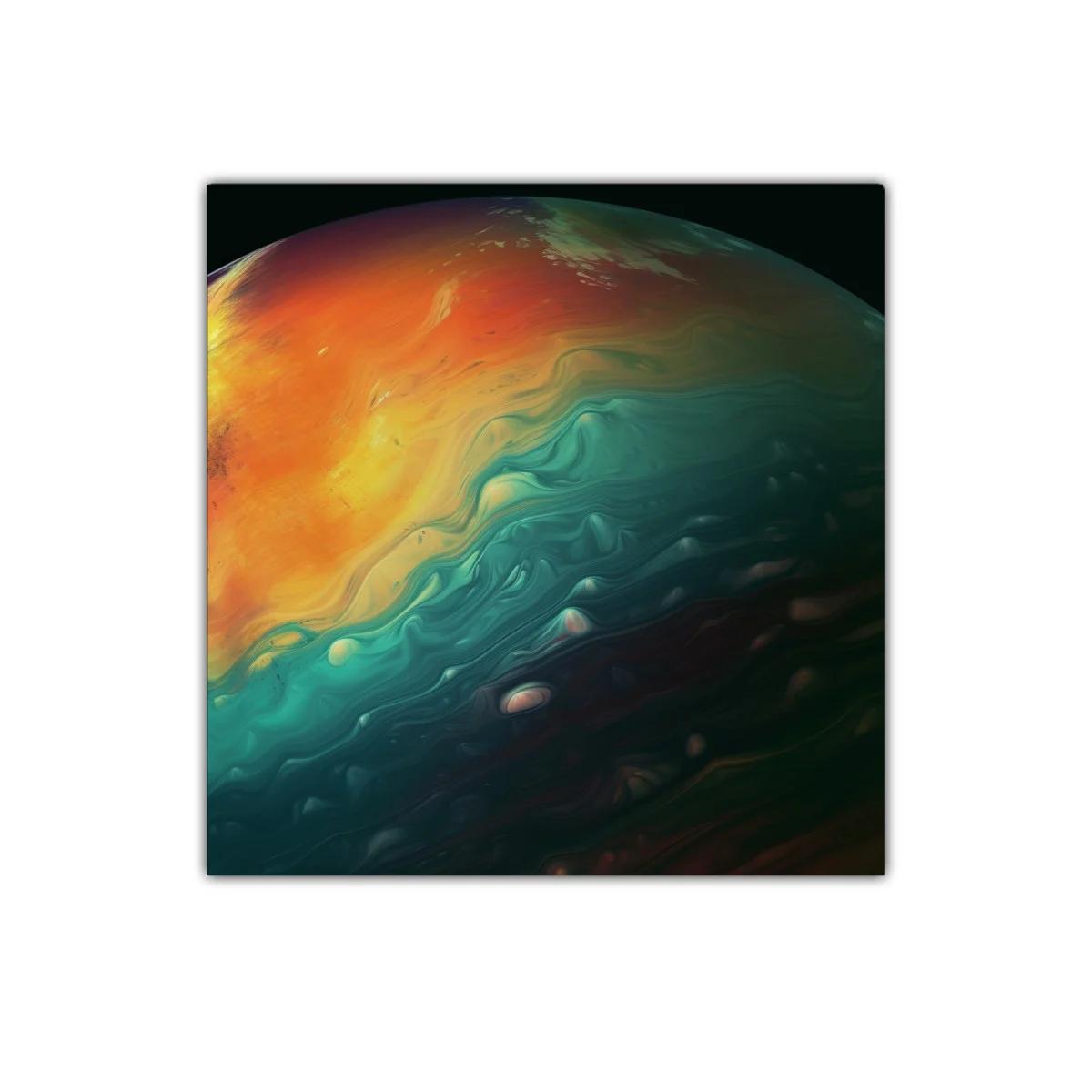 Cuadro abstracto tonos cálidos y fríos en armonía fluida — miniatura 1