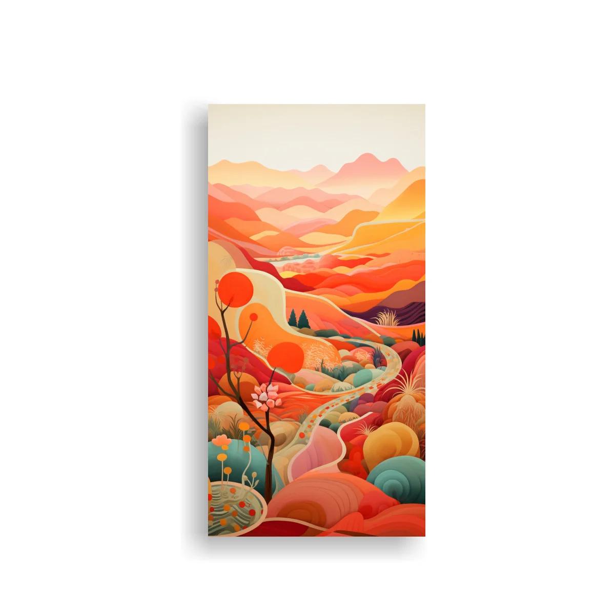 Cuadro paisaje montañoso surrealista con río sinuoso — imagen principal