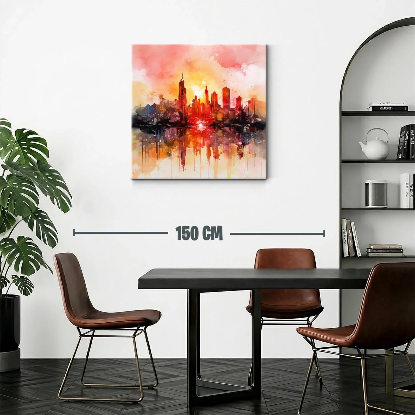 Atardecer vibrante sobre skyline urbano moderno — miniatura 2