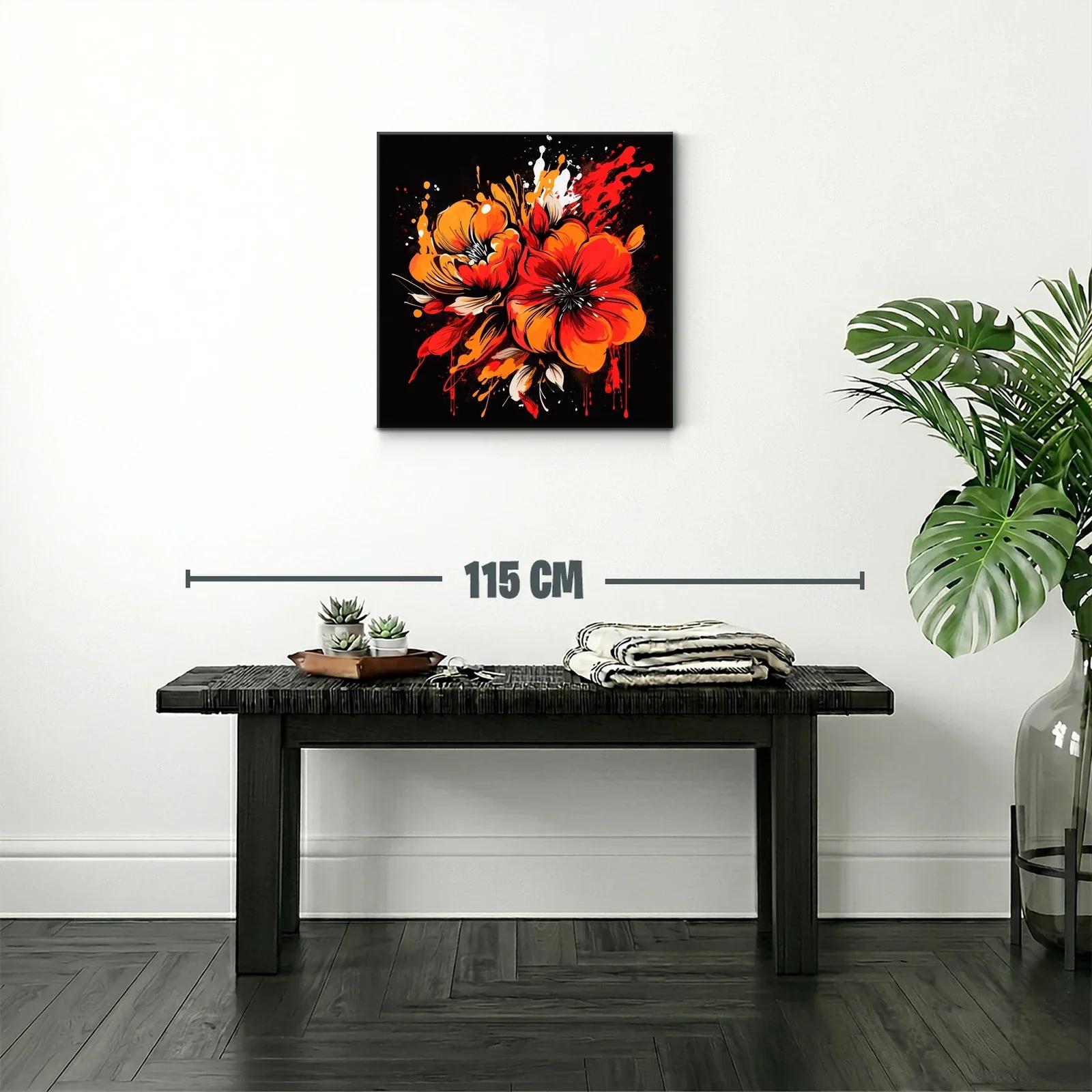 Flores vibrantes en tonos rojos y naranjas sobre fondo oscuro — miniatura 2