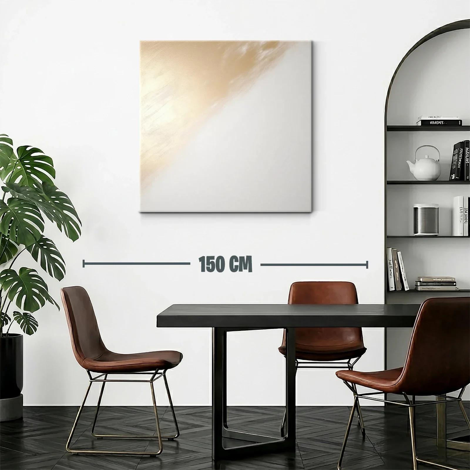 Cuadro abstracto con tonos suaves dorados y blancos — miniatura 2