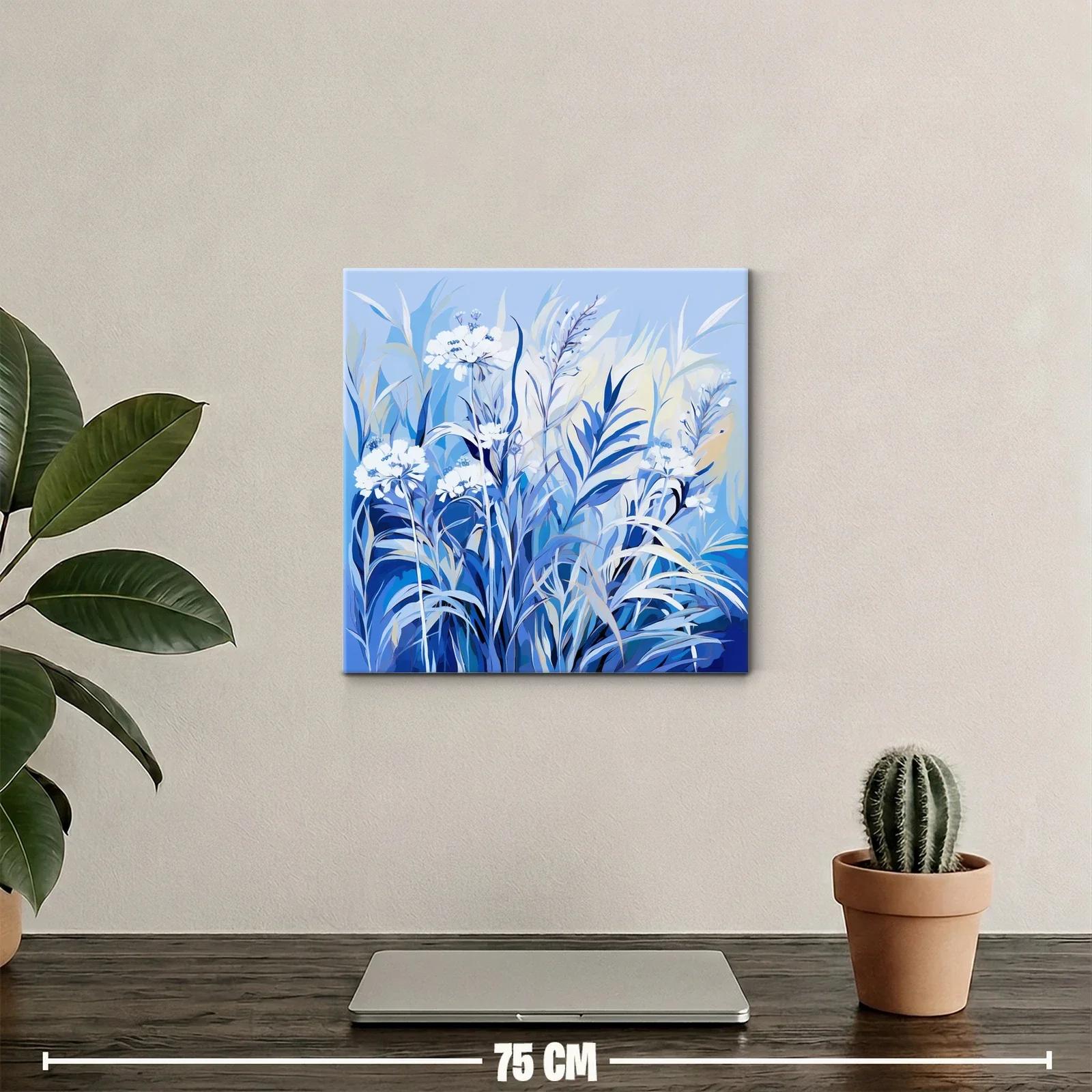 Flores y hojas en tonos azules para un ambiente sereno — miniatura 2