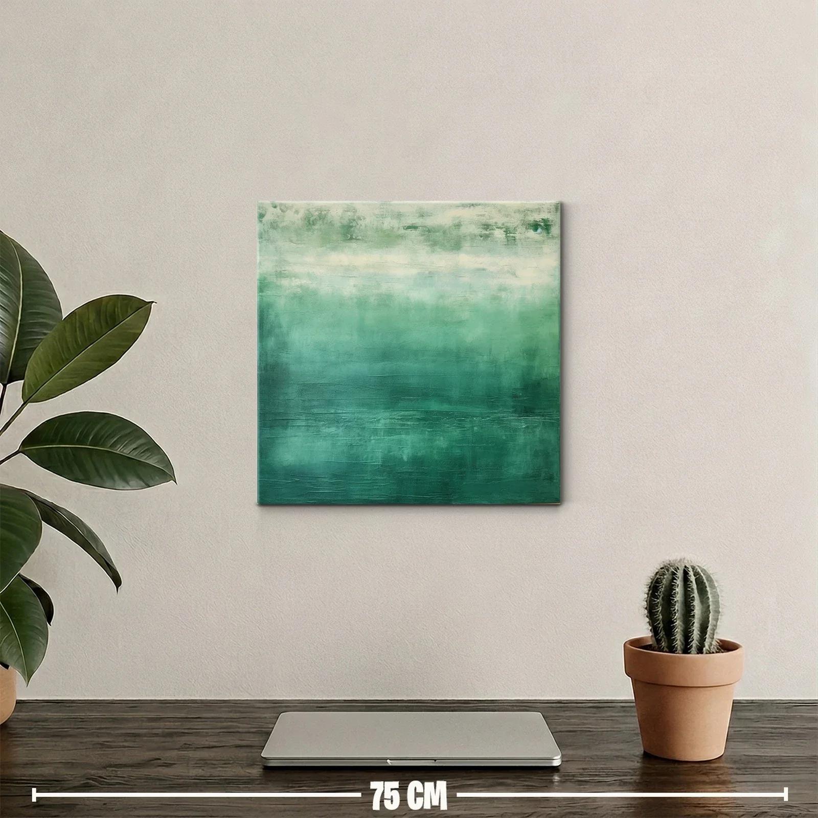 Cuadro abstracto en tonos verdes para ambientes modernos — miniatura 2