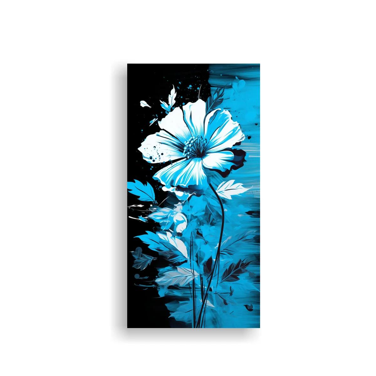 Cuadro flor azul tipo cosmos de alto contraste