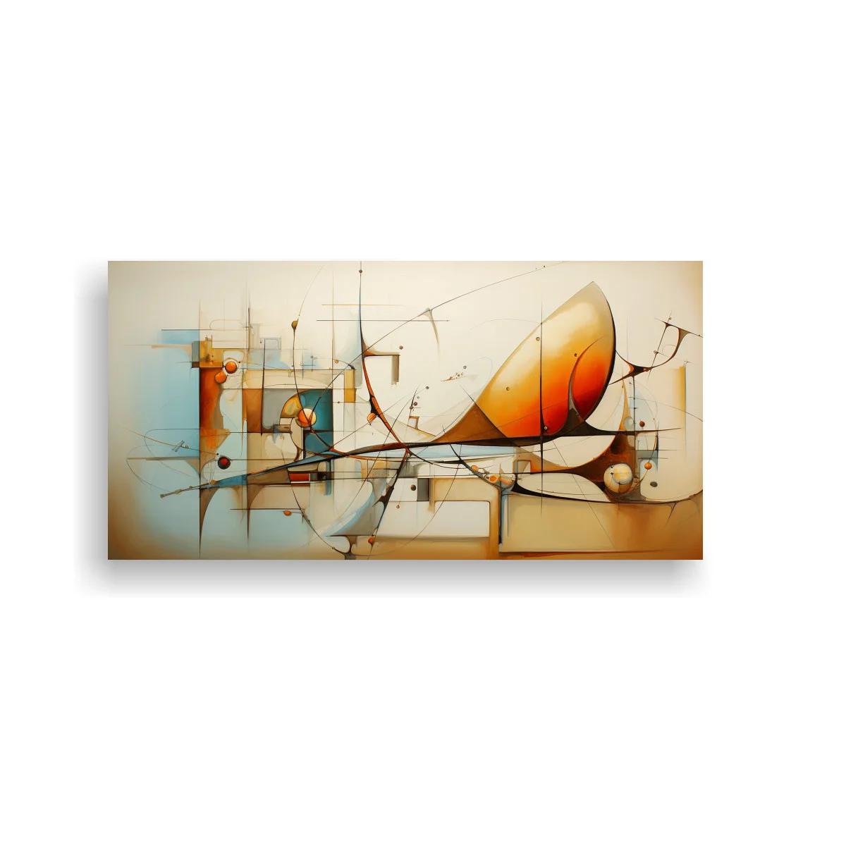 Cuadro composición geométrica abstracta con curvas grandes y acentos
