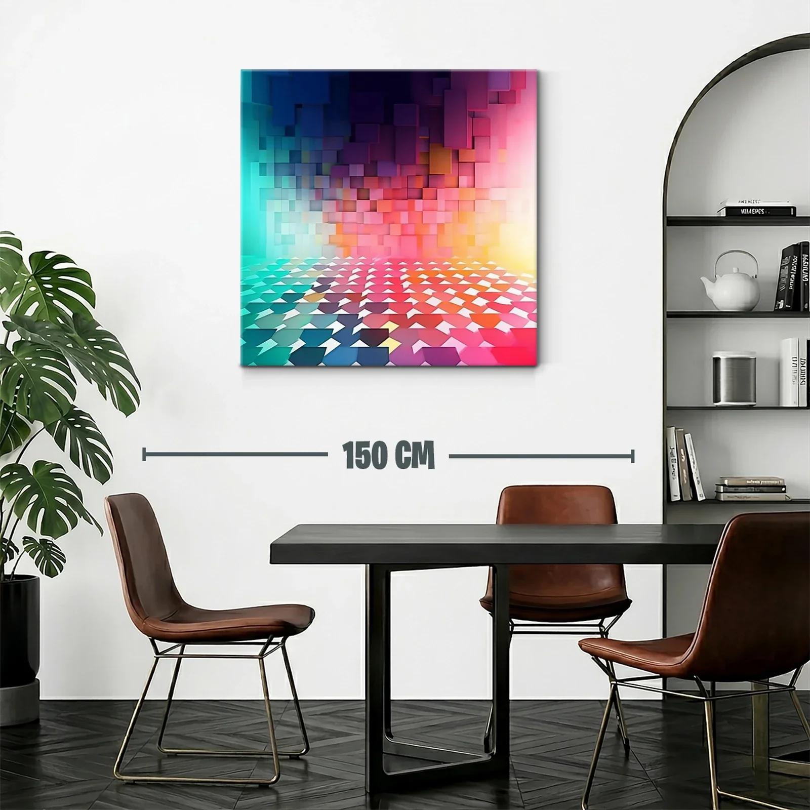 Cuadro geométrico con cubos y tonalidades vibrantes — miniatura 2