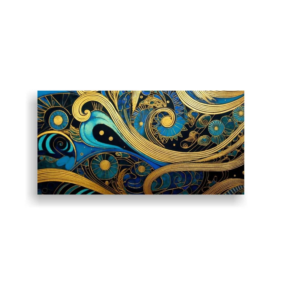 Cuadro remolinos abstractos dorados y azules