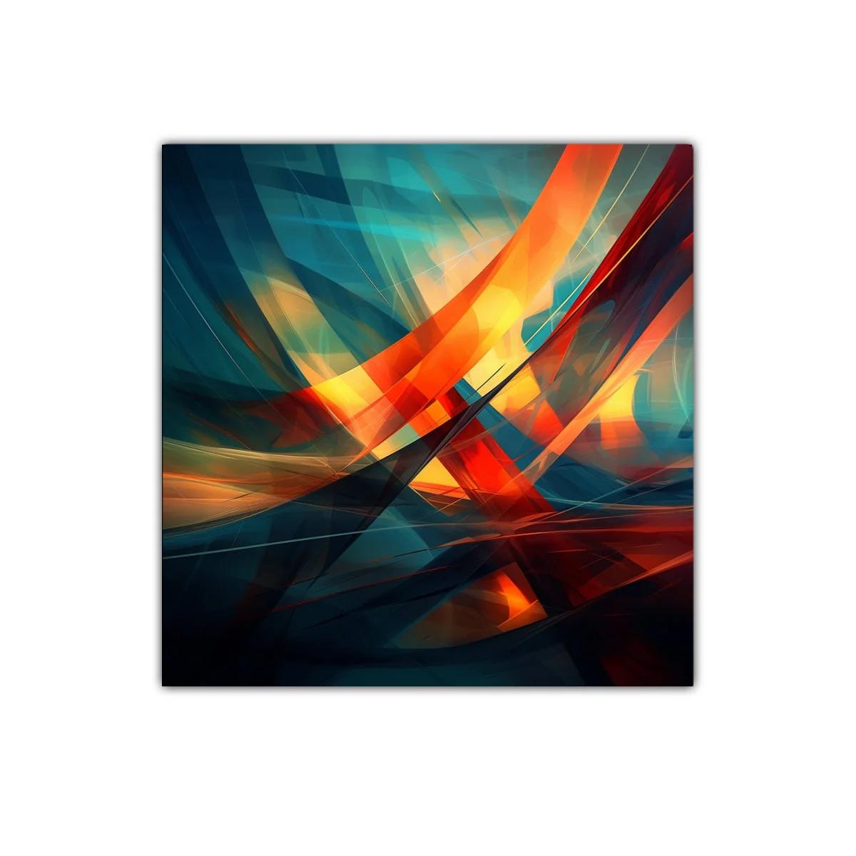Composición abstracta con formas dinámicas y colores cálidos