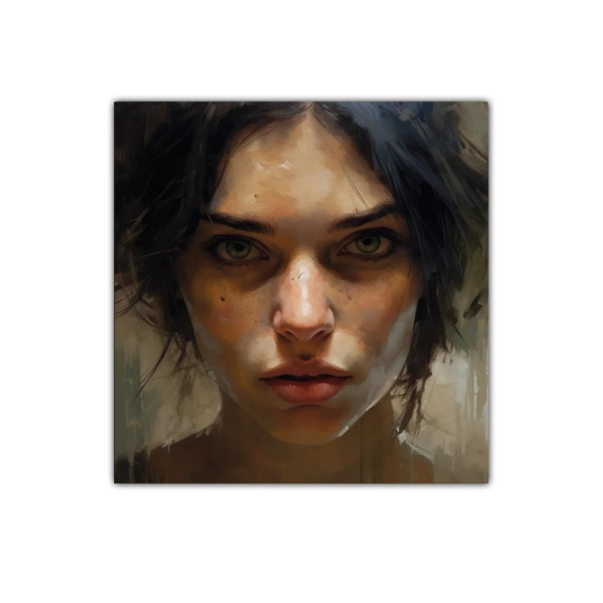 Retrato femenino intenso con tonos cálidos y expresivos — imagen principal