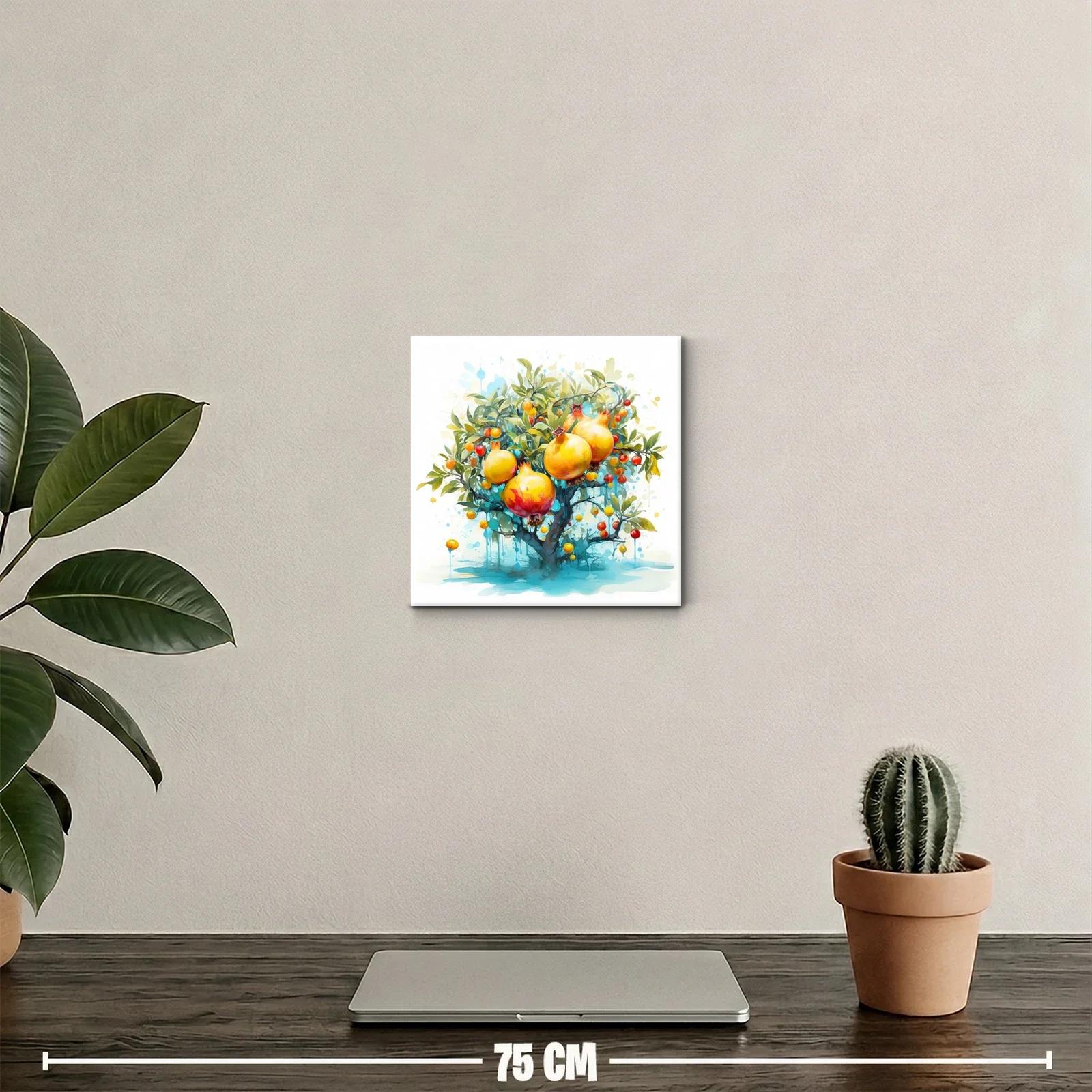 Cuadro decorativo con árbol de granadas vibrantes y follaje — miniatura 2