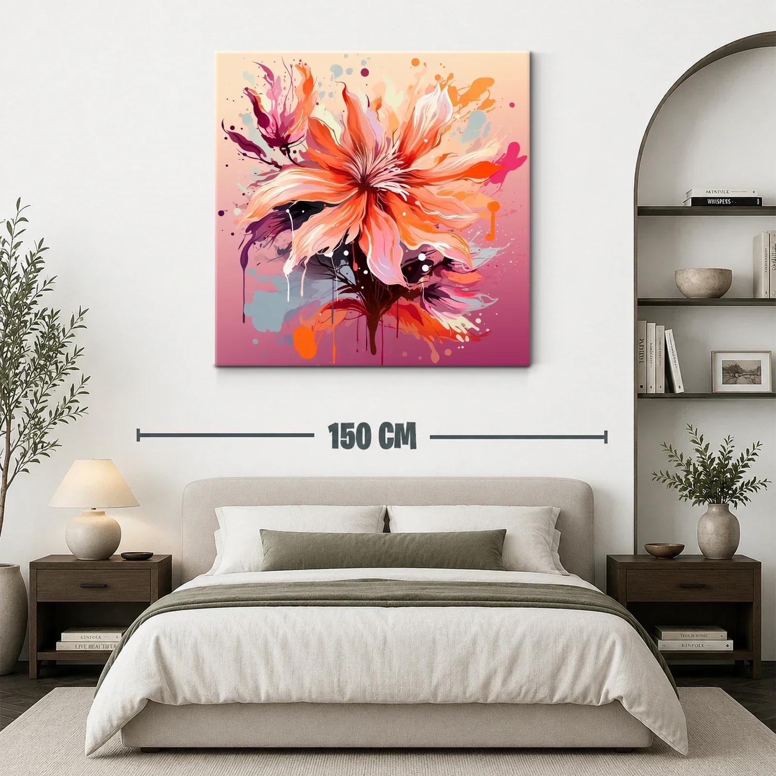 Cuadro floral vibrante con tonos cálidos y modernos — miniatura 3