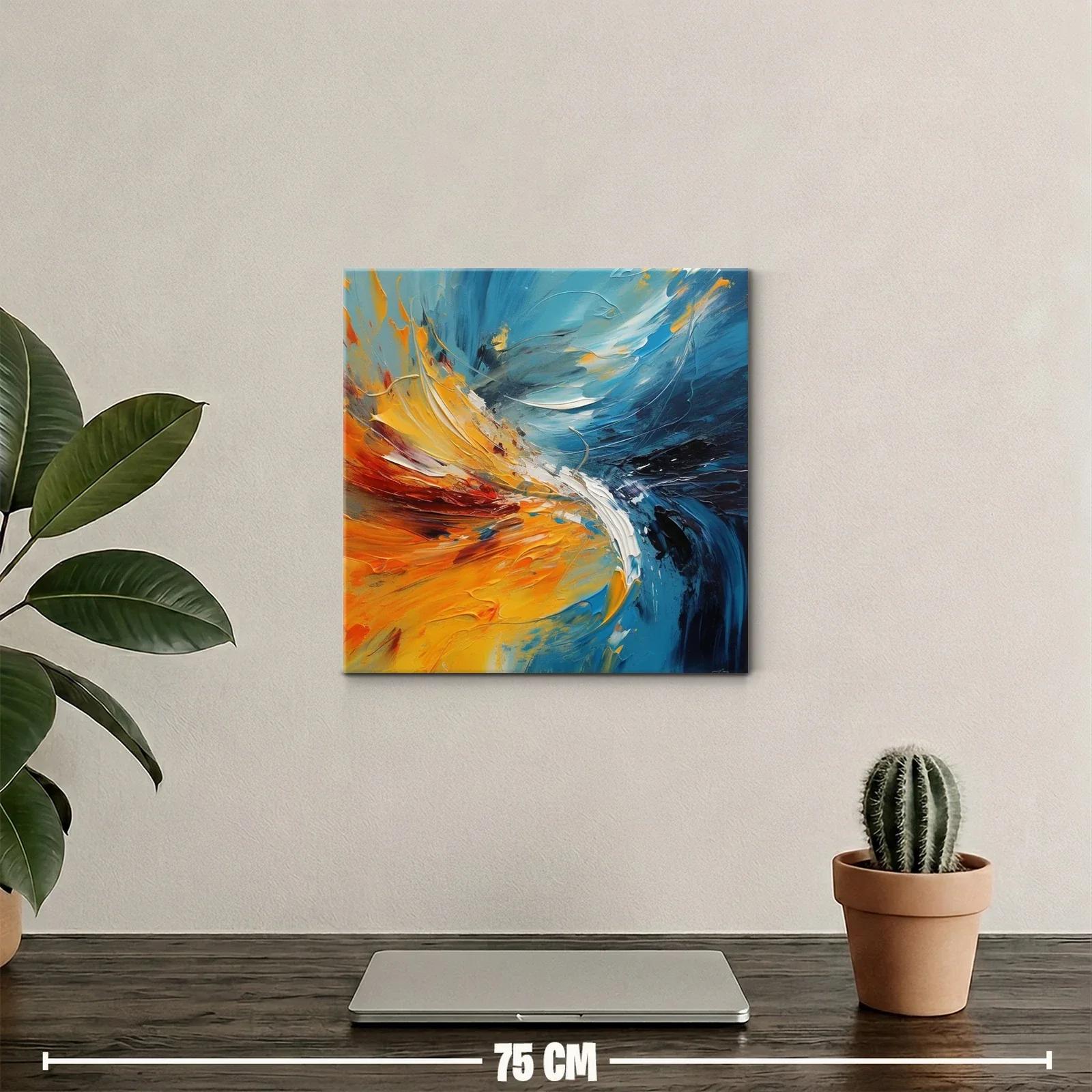 Cuadro abstracto con vibrantes tonos azules y naranjas — miniatura 2