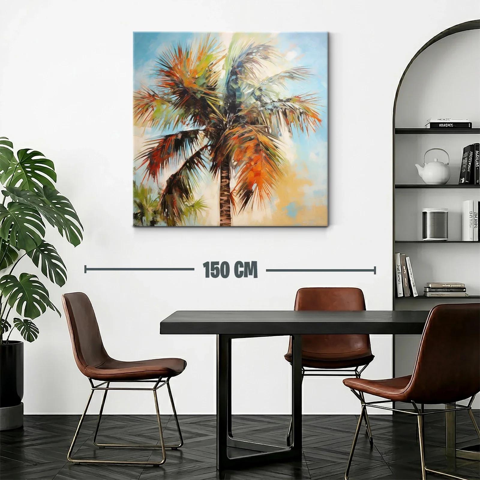 Palmera vibrante con tonos cálidos y cielo azul — miniatura 2
