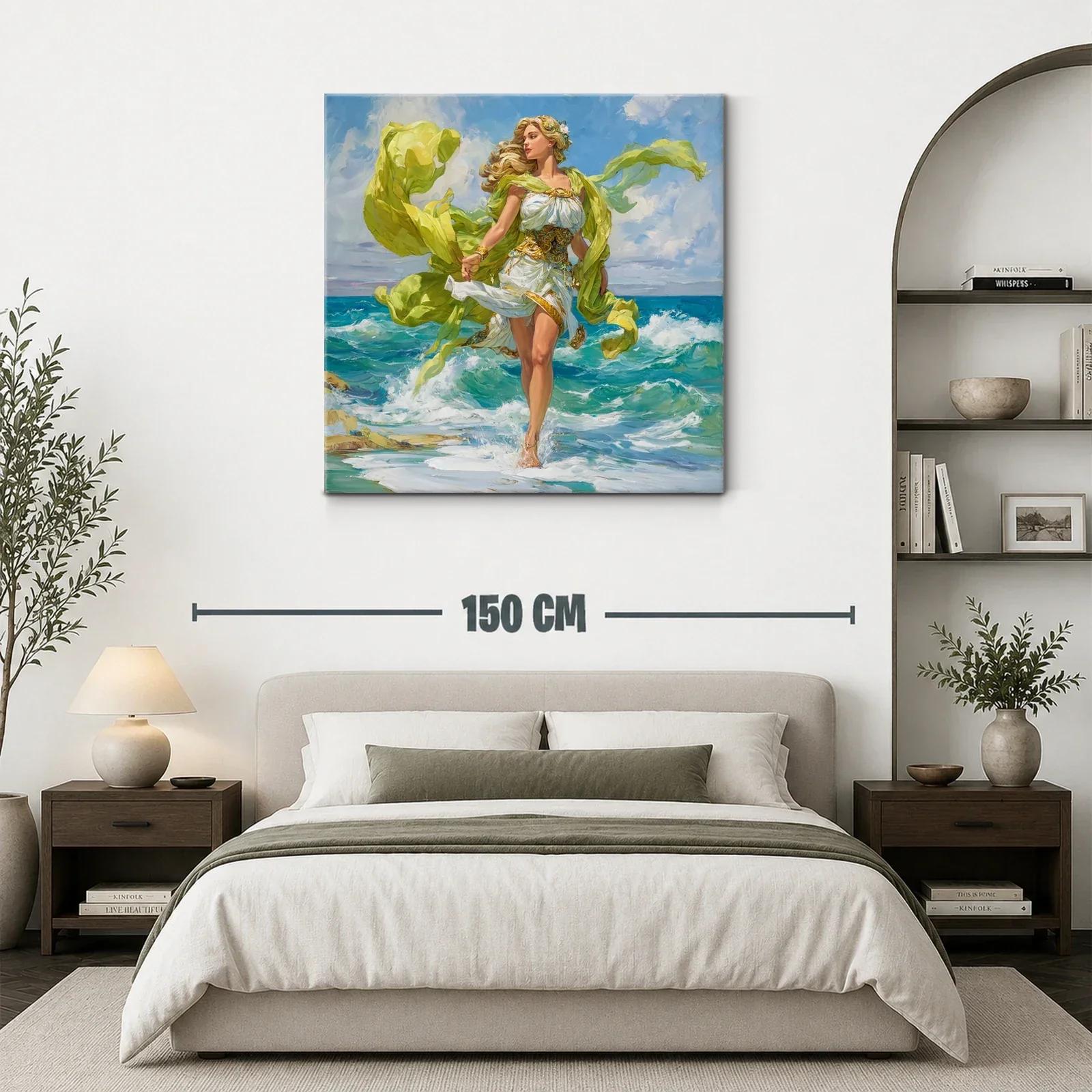 Figura femenina en movimiento junto al mar con tonos vivos — miniatura 3