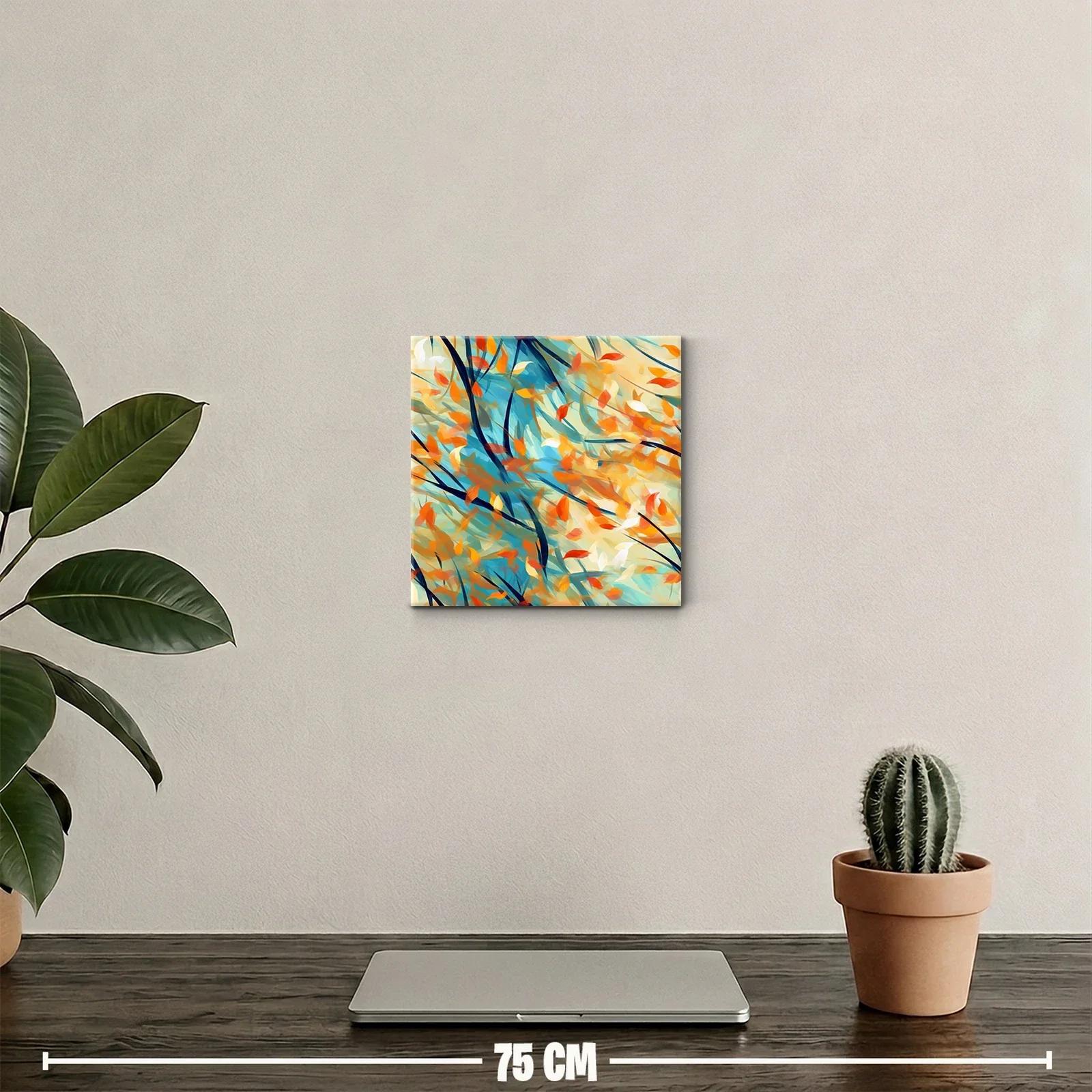 Cuadro abstracto con hojas otoñales en movimiento — miniatura 2