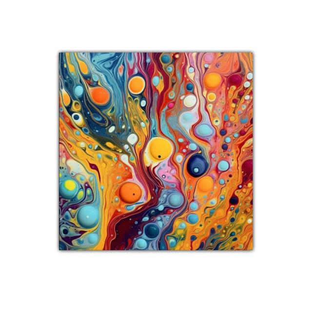 Cuadro decorativo abstracto con formas circulares y colores vivos