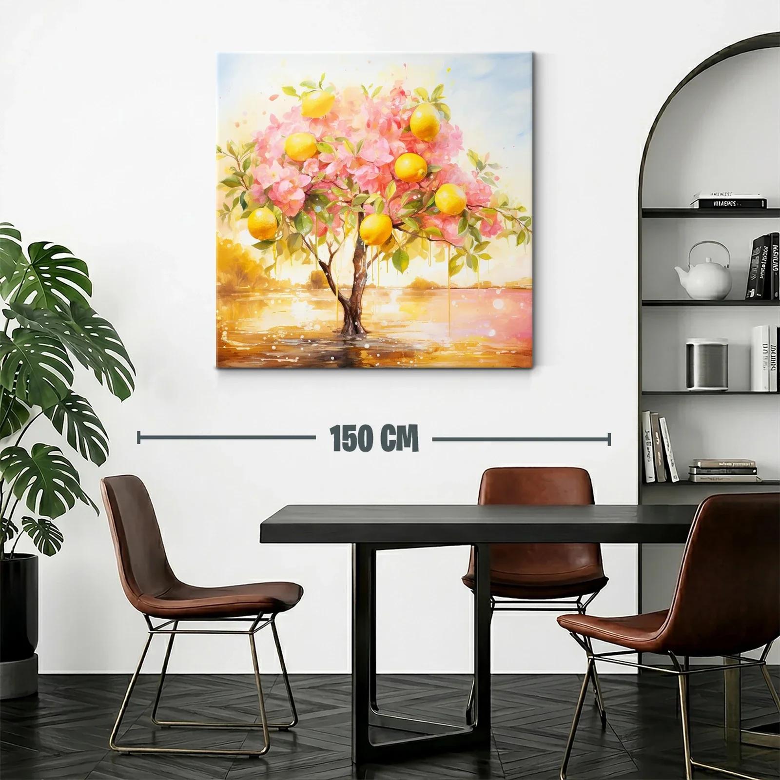 Árbol de limones con flores rosas en paisaje soleado — miniatura 2