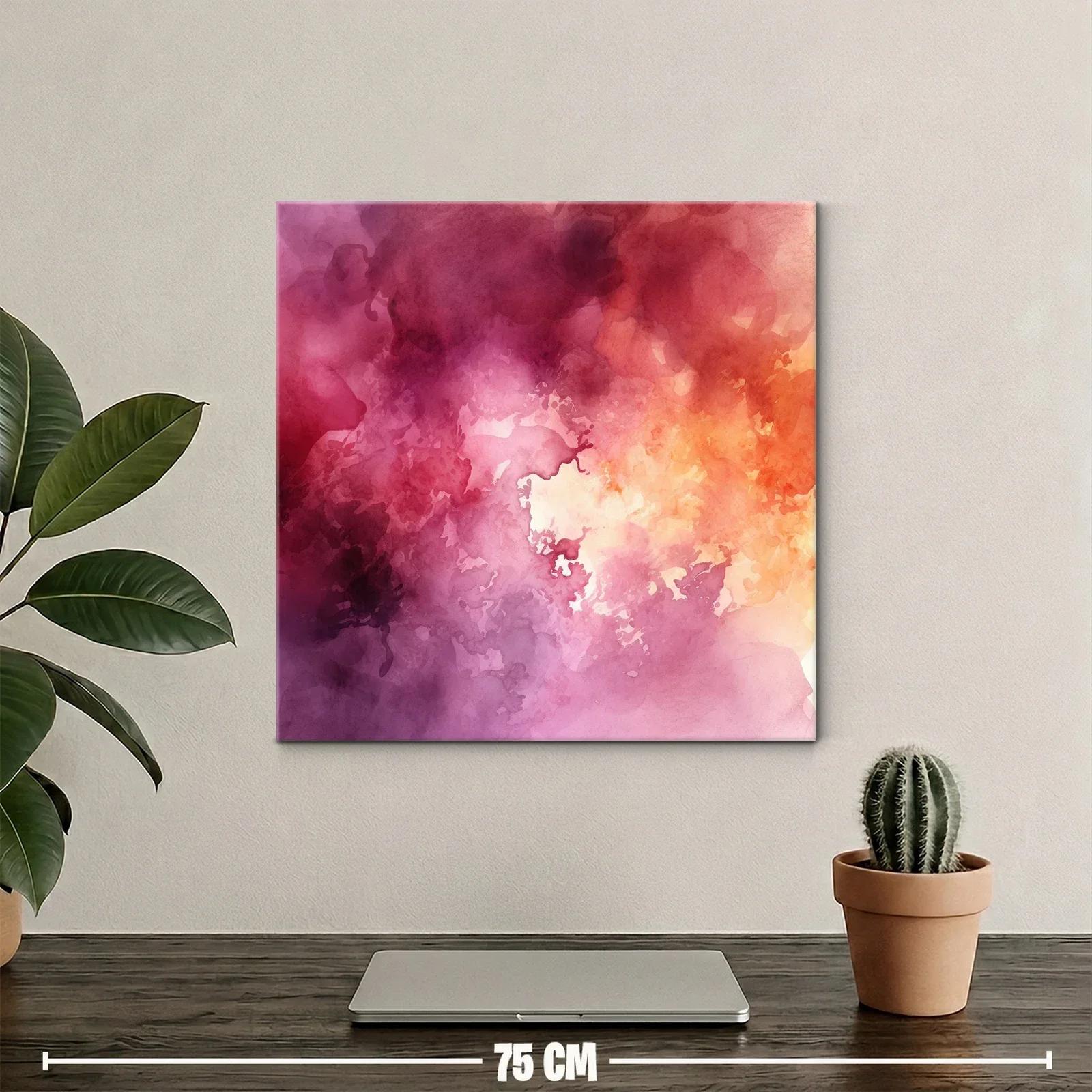 Cuadro abstracto con tonos cálidos y violetas intensos — miniatura 2