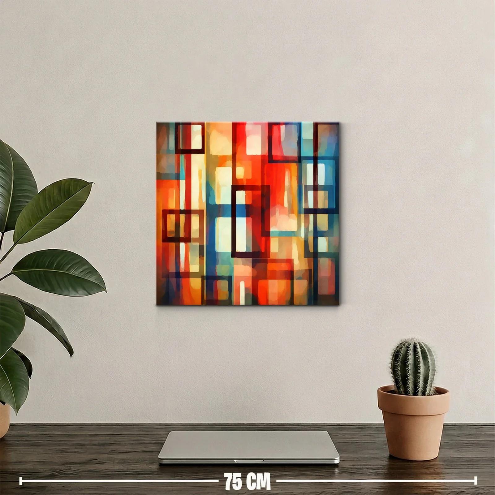 Cuadro abstracto con formas geométricas y tonos cálidos — miniatura 2