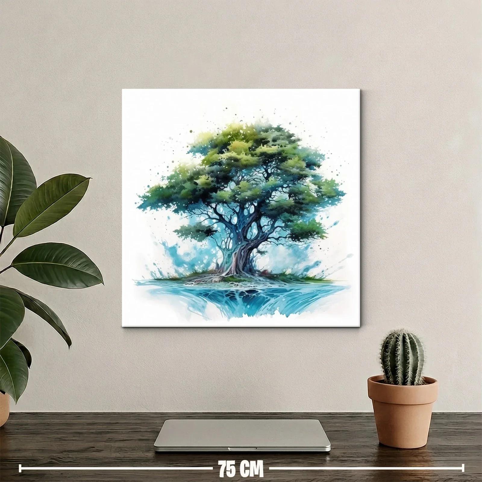 Árbol frondoso en tonos azules y verdes vibrantes — miniatura 2