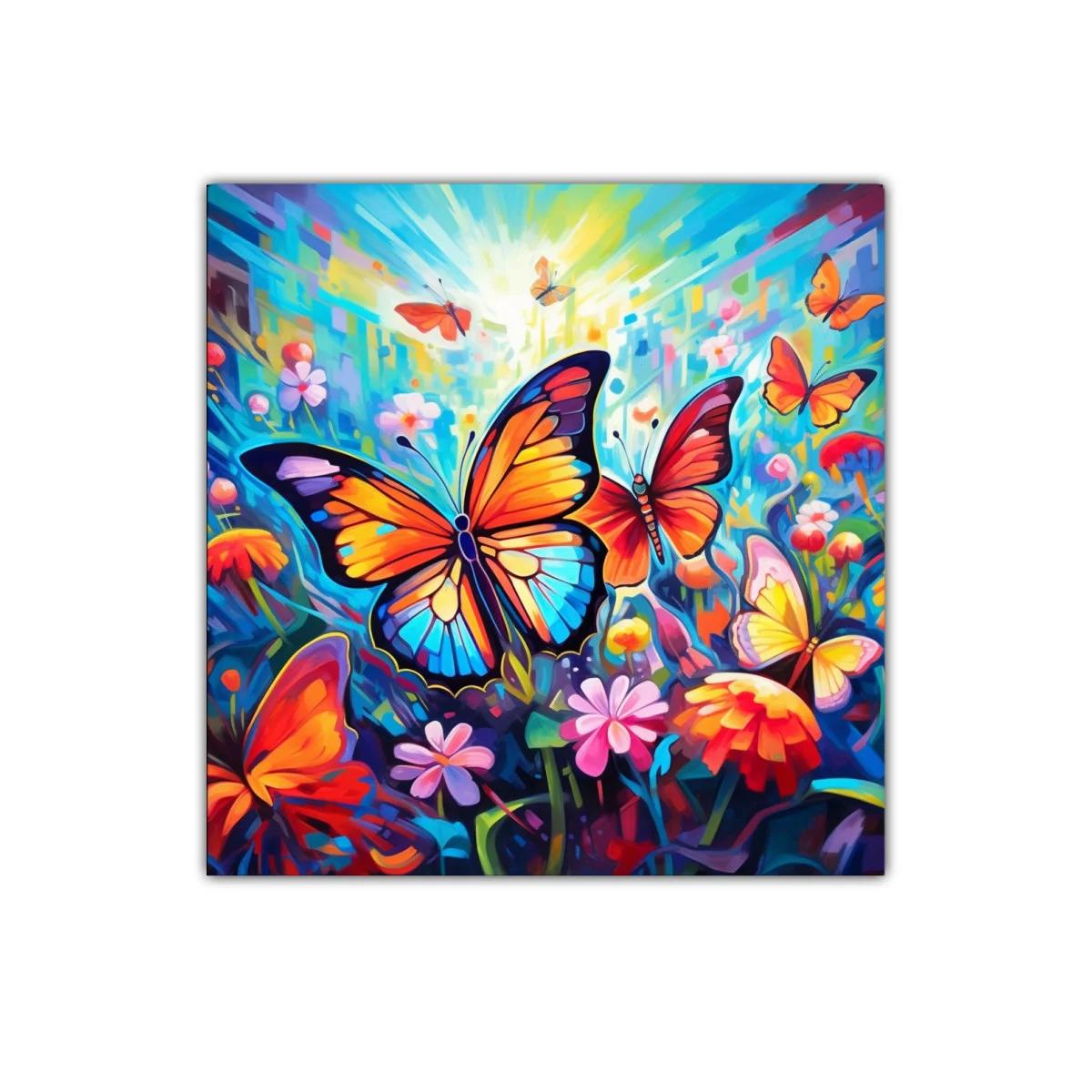 Mariposas vibrantes entre flores en explosión de color — imagen principal