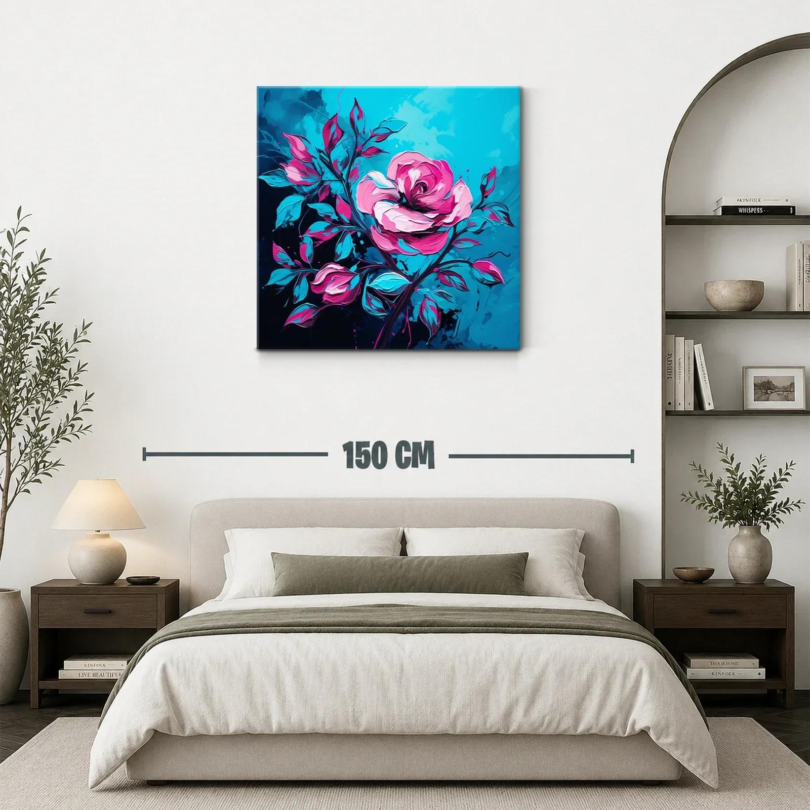 Rosa vibrante con hojas en tonos azules y fucsias — miniatura 3