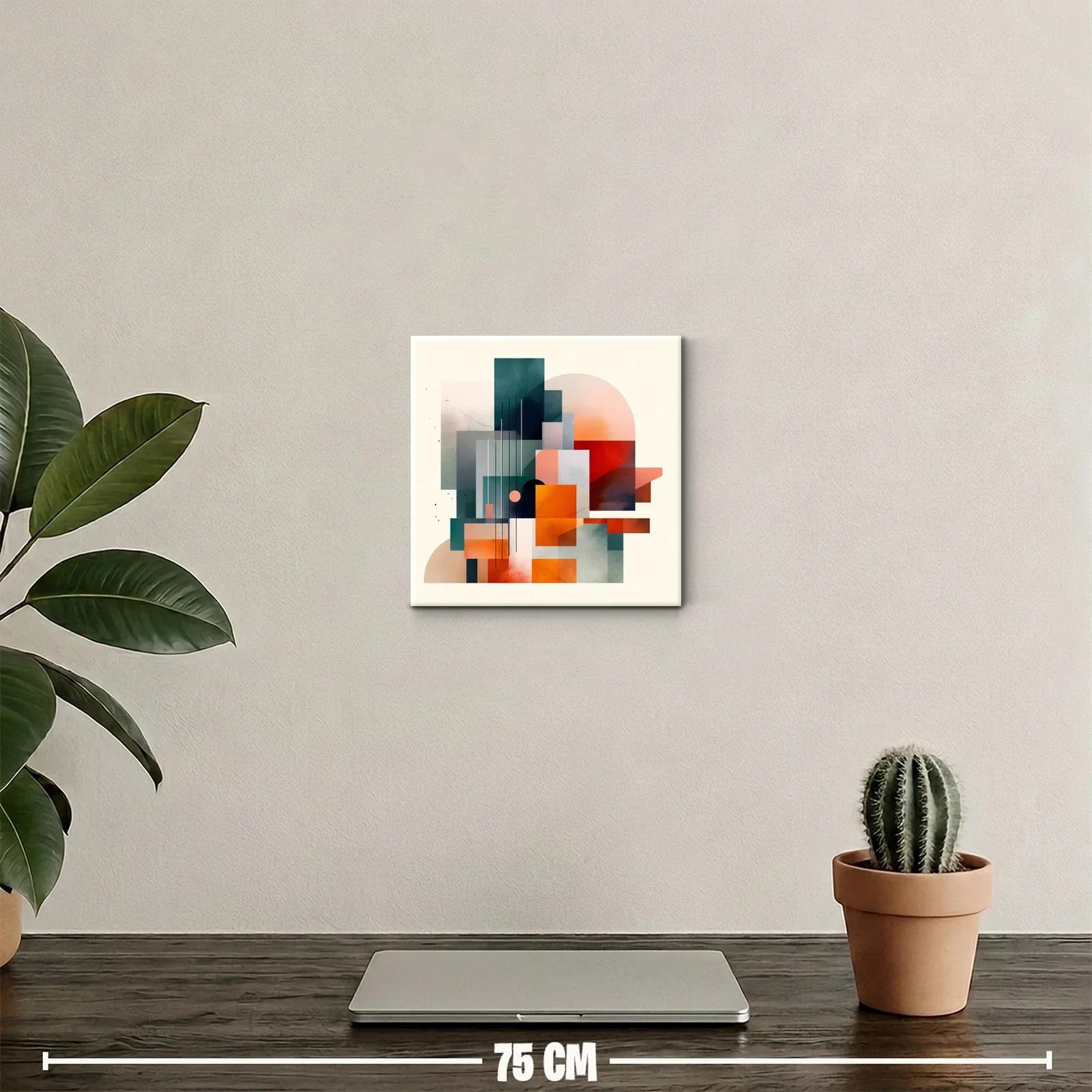 Composición geométrica con tonos cálidos y fríos en contraste — miniatura 2