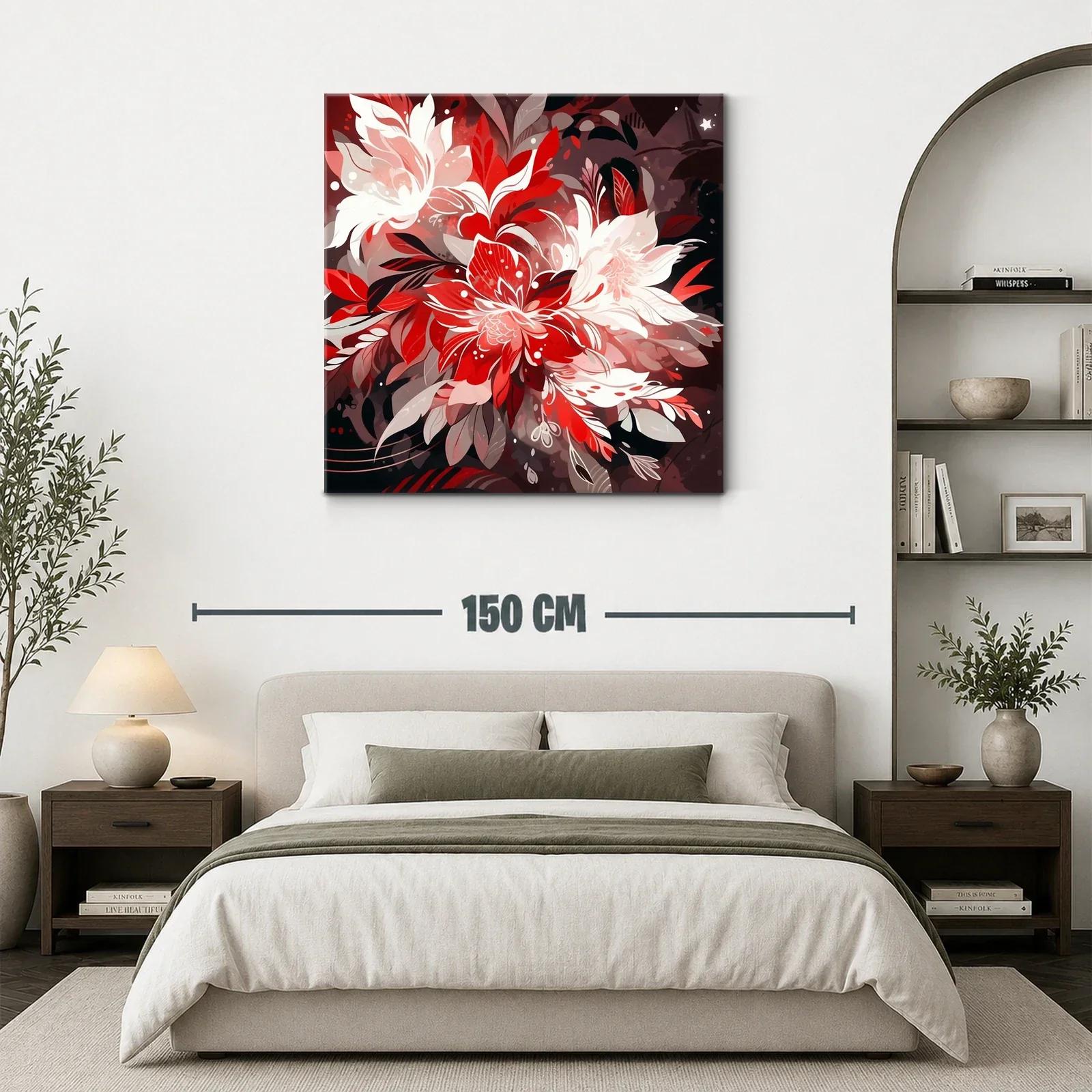 Arte floral en tonos rojos intensos y neutrales cálidos — miniatura 3