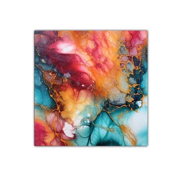 Cuadro abstracto en colores vibrantes y texturas fluidas