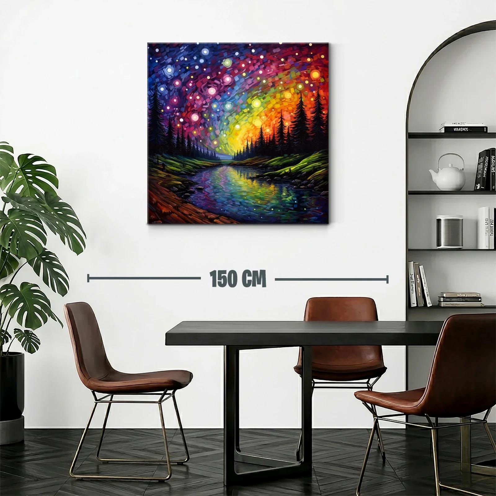 Paisaje nocturno con cielo estrellado y río reflejante — miniatura 2