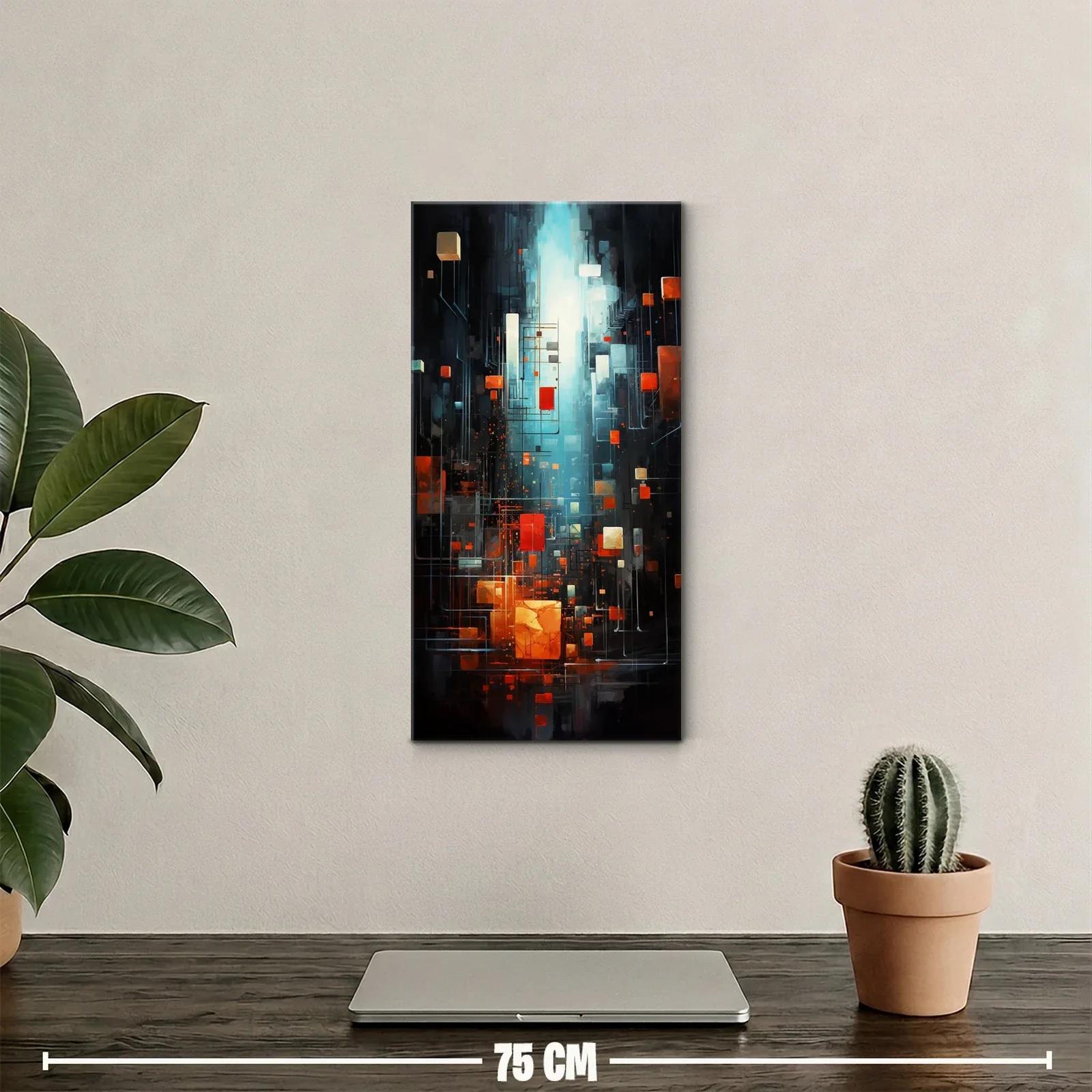 Cuadro abstracto geométrico con franja de luz intensa — miniatura 2