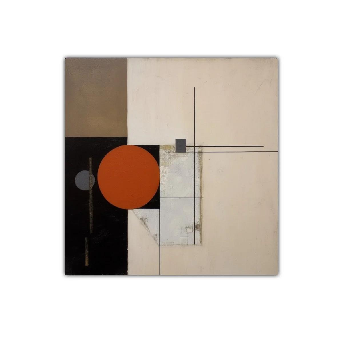 Composición geométrica con círculo en tonos tierra y negro