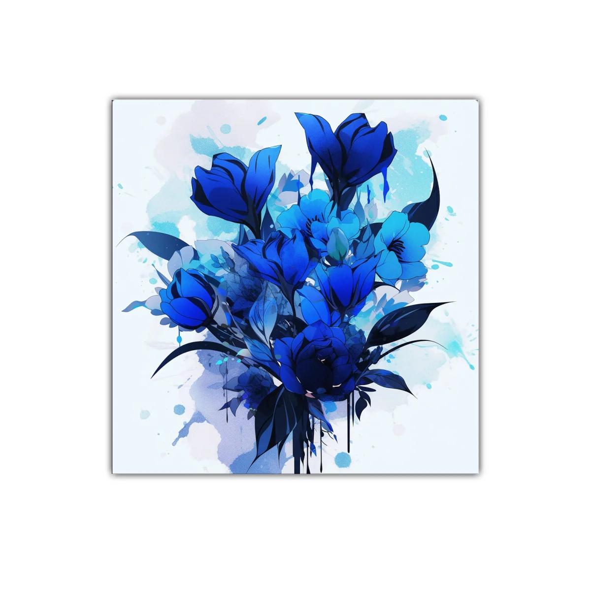 Ramo elegante de flores en tonos azules vibrantes