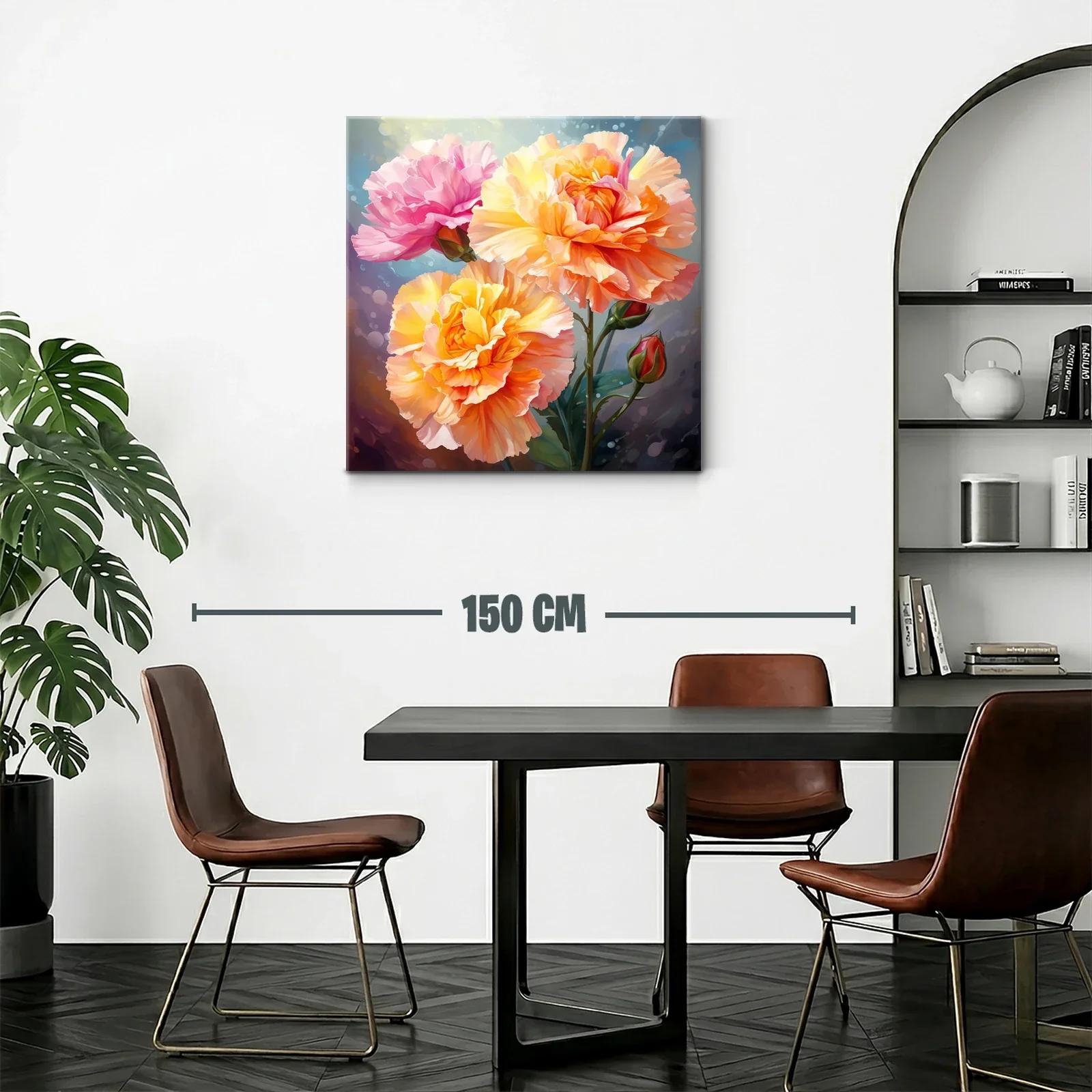 Cuadro floral vibrante con rosas en tonos cálidos y rosas — miniatura 2