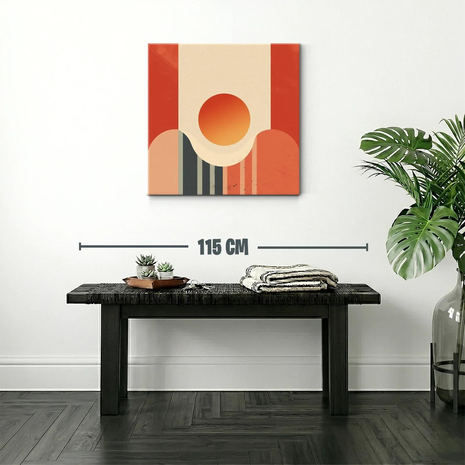 Composición geométrica con sol abstracto en tonos cálidos — miniatura 2