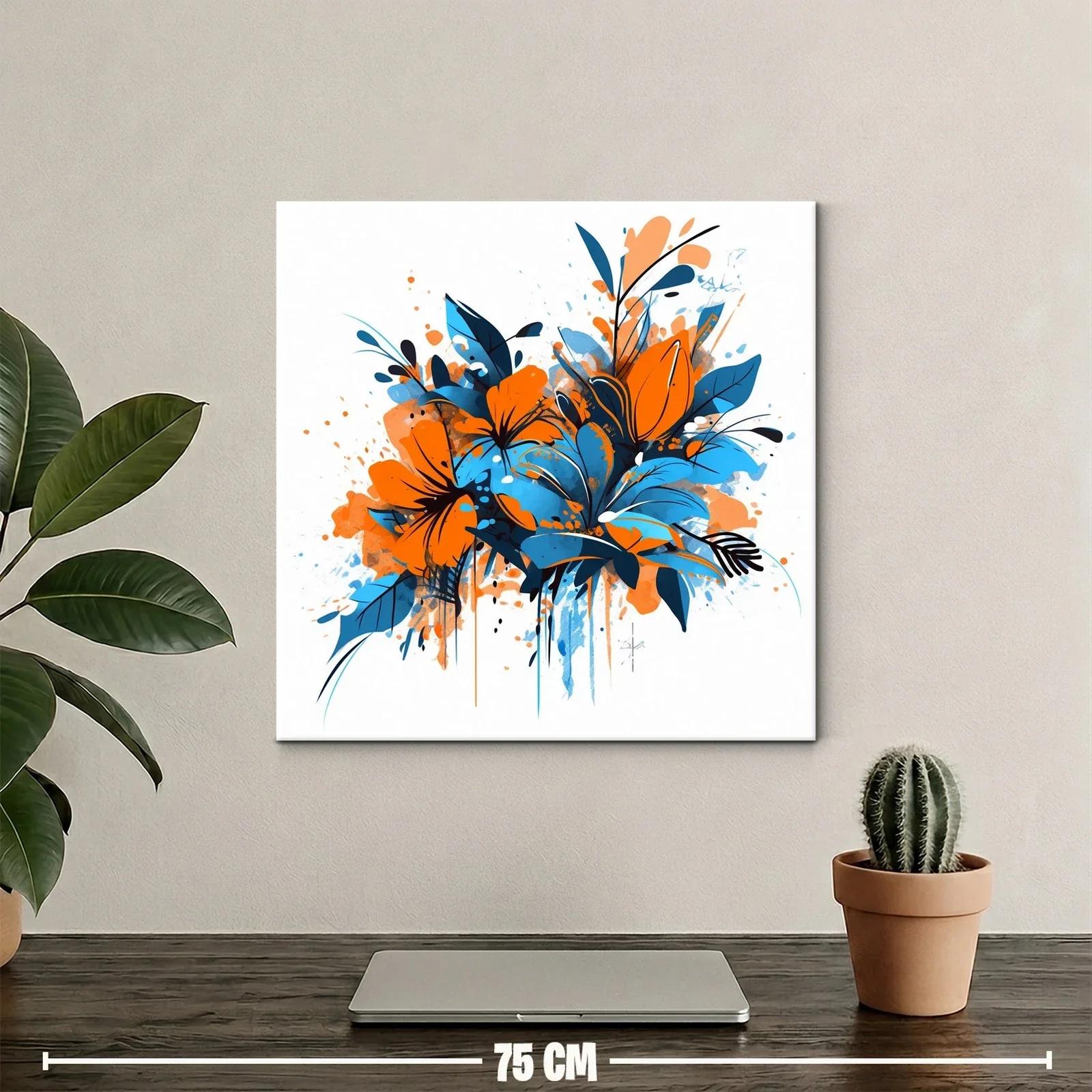 Composición vibrante de flores en tonos naranja y azul — miniatura 2