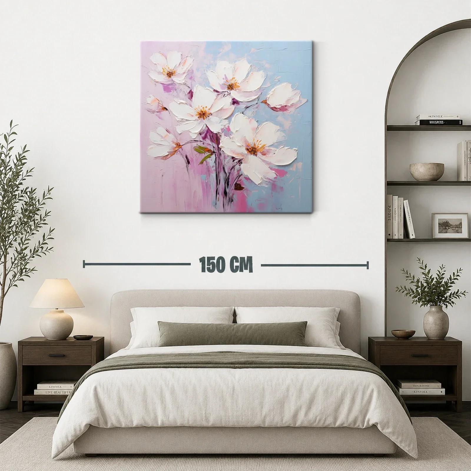 Cuadro de flores blancas sobre fondo pastel suave — miniatura 3