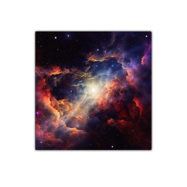 Cuadro nebulosa cósmica con vibrantes tonos cálidos y fríos