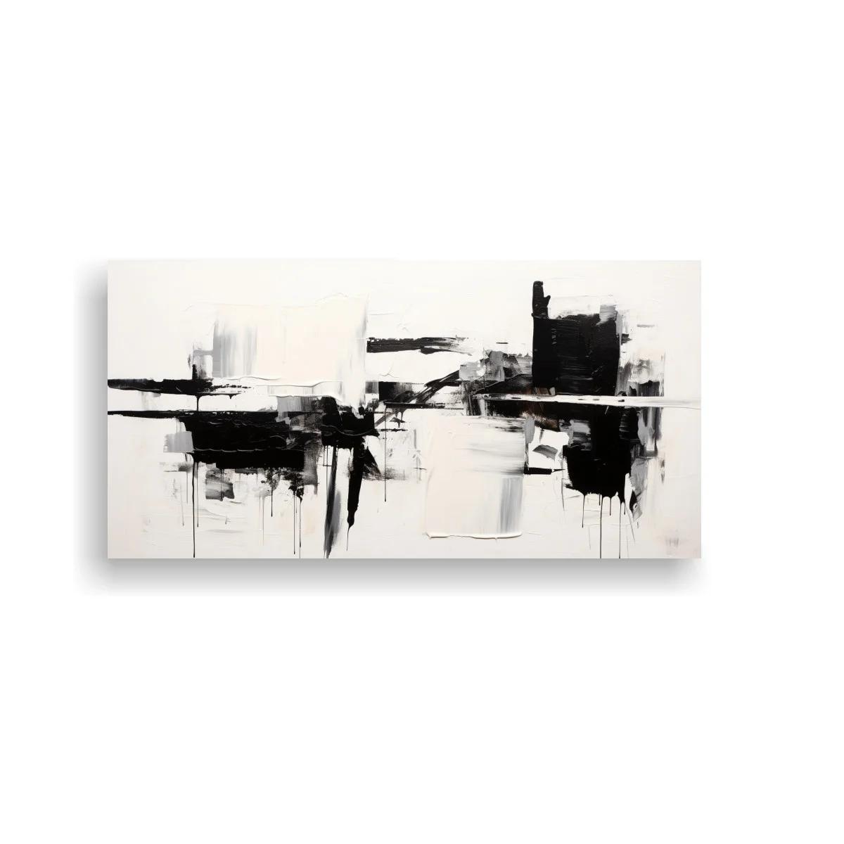 Cuadro abstracto en blanco y negro con bloques irregulares