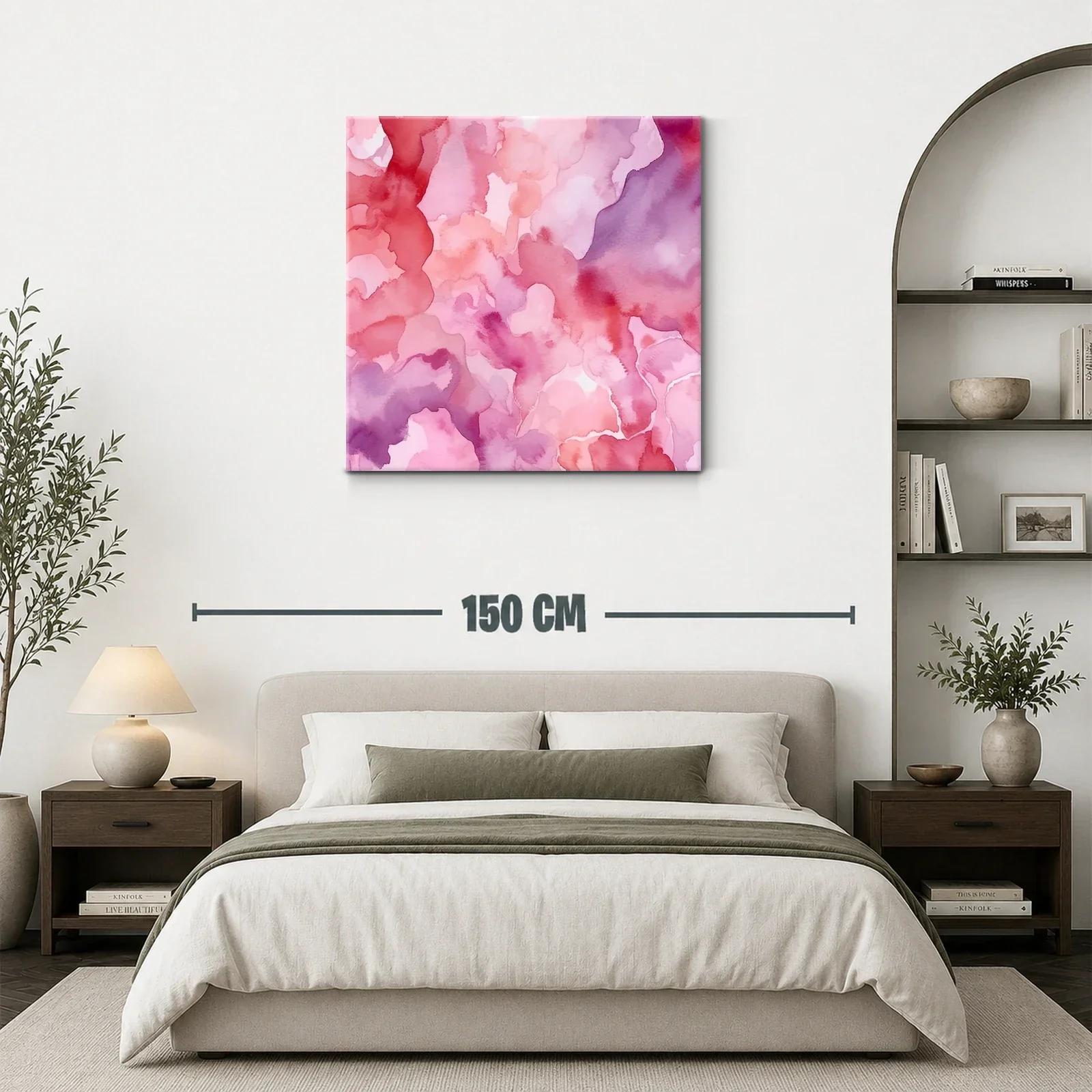 Cuadro abstracto en tonos rosa y púrpura confluencias suaves — miniatura 3