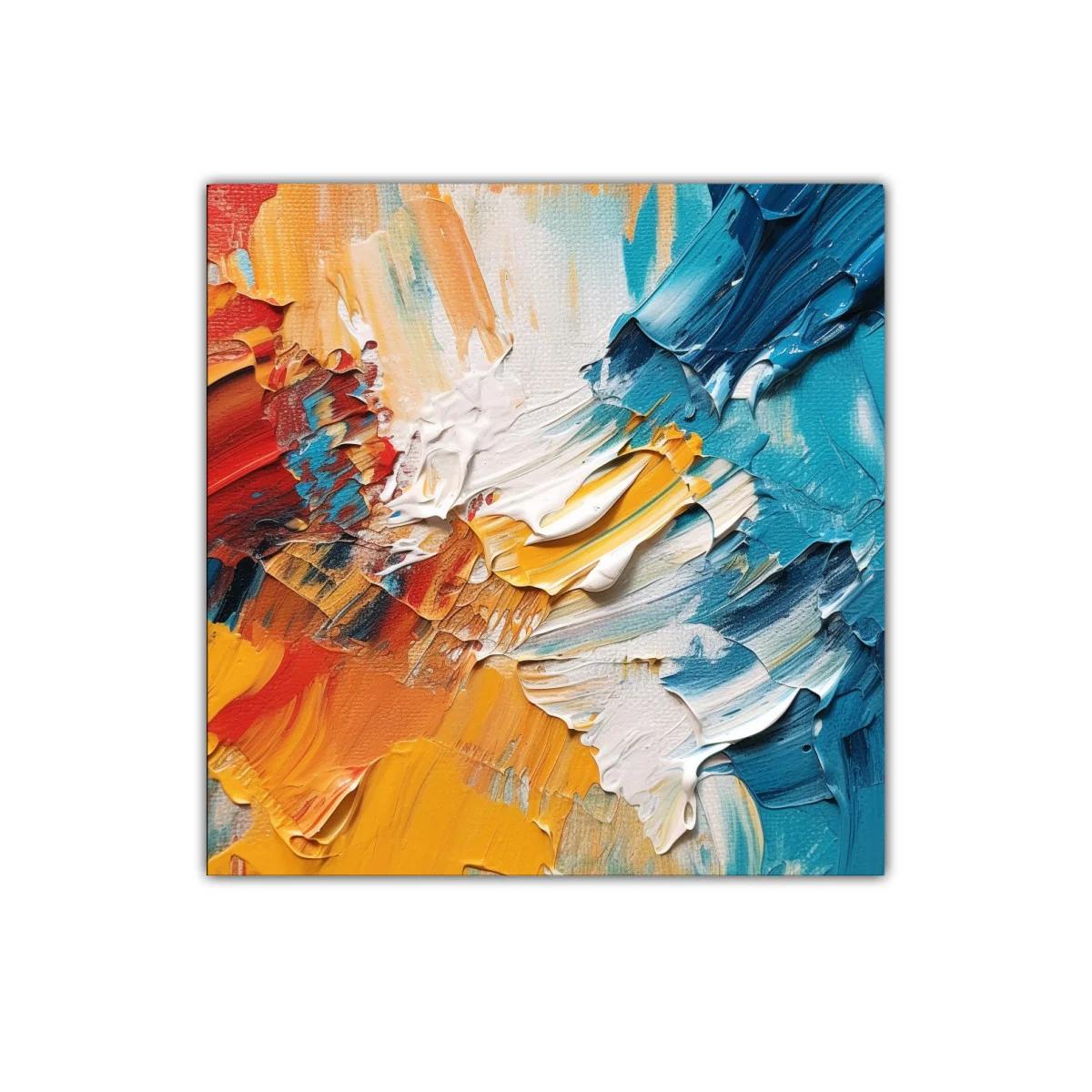 Cuadro abstracto con textura y vibrantes colores cálidos y fríos — imagen principal