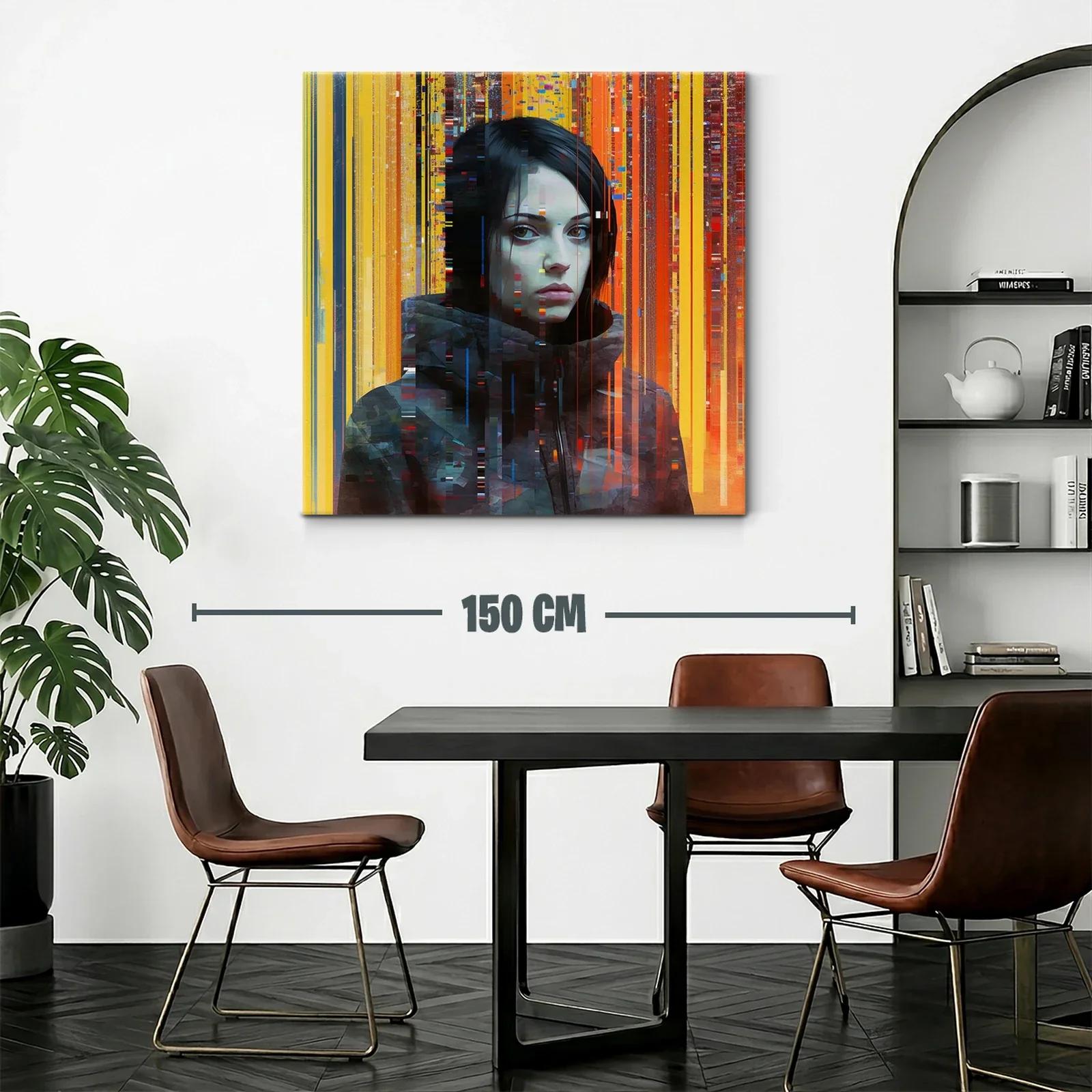 Retrato contemporáneo de mujer con luces digitales vibrantes — miniatura 2