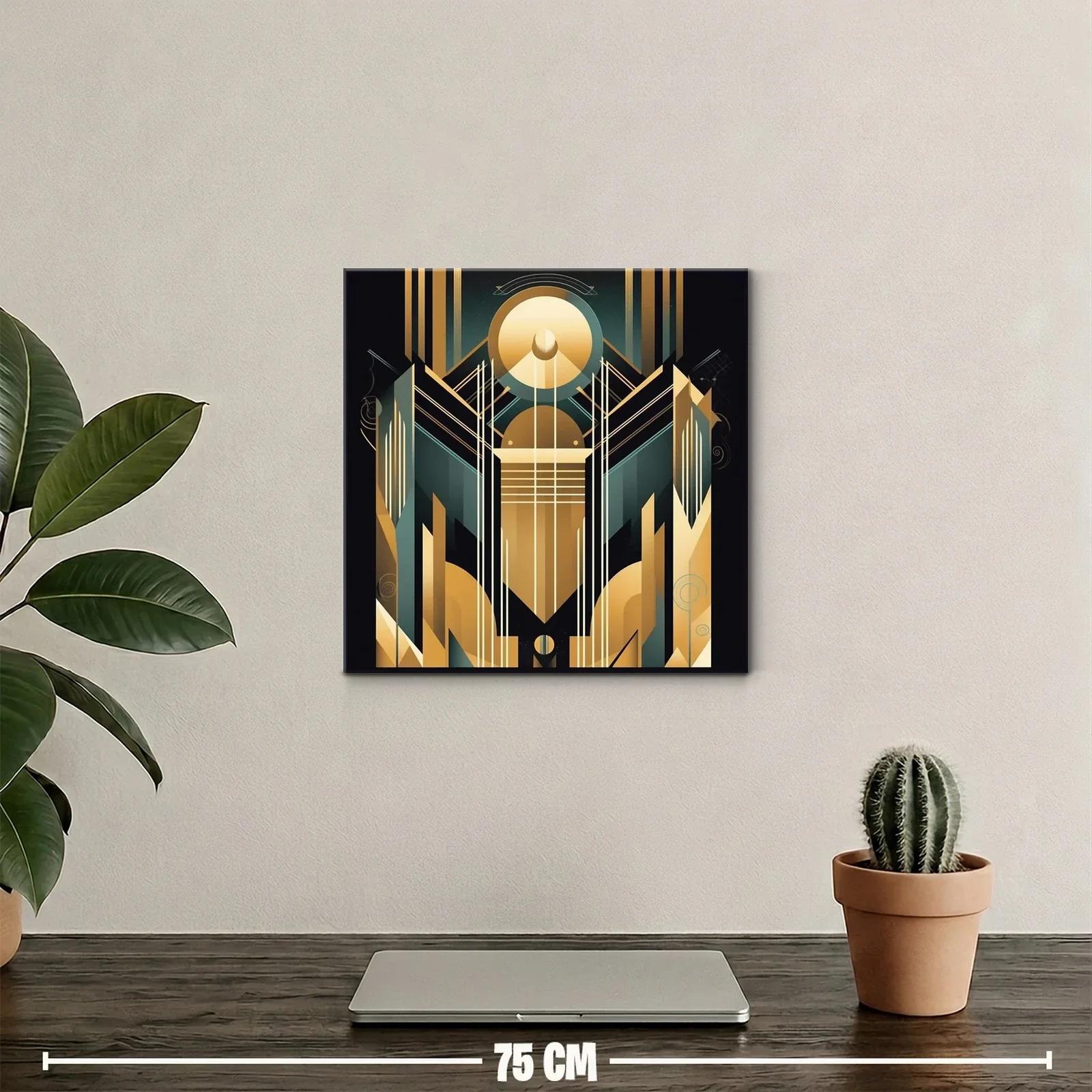 Composición geométrica abstracta en tonos dorados y azules — miniatura 2