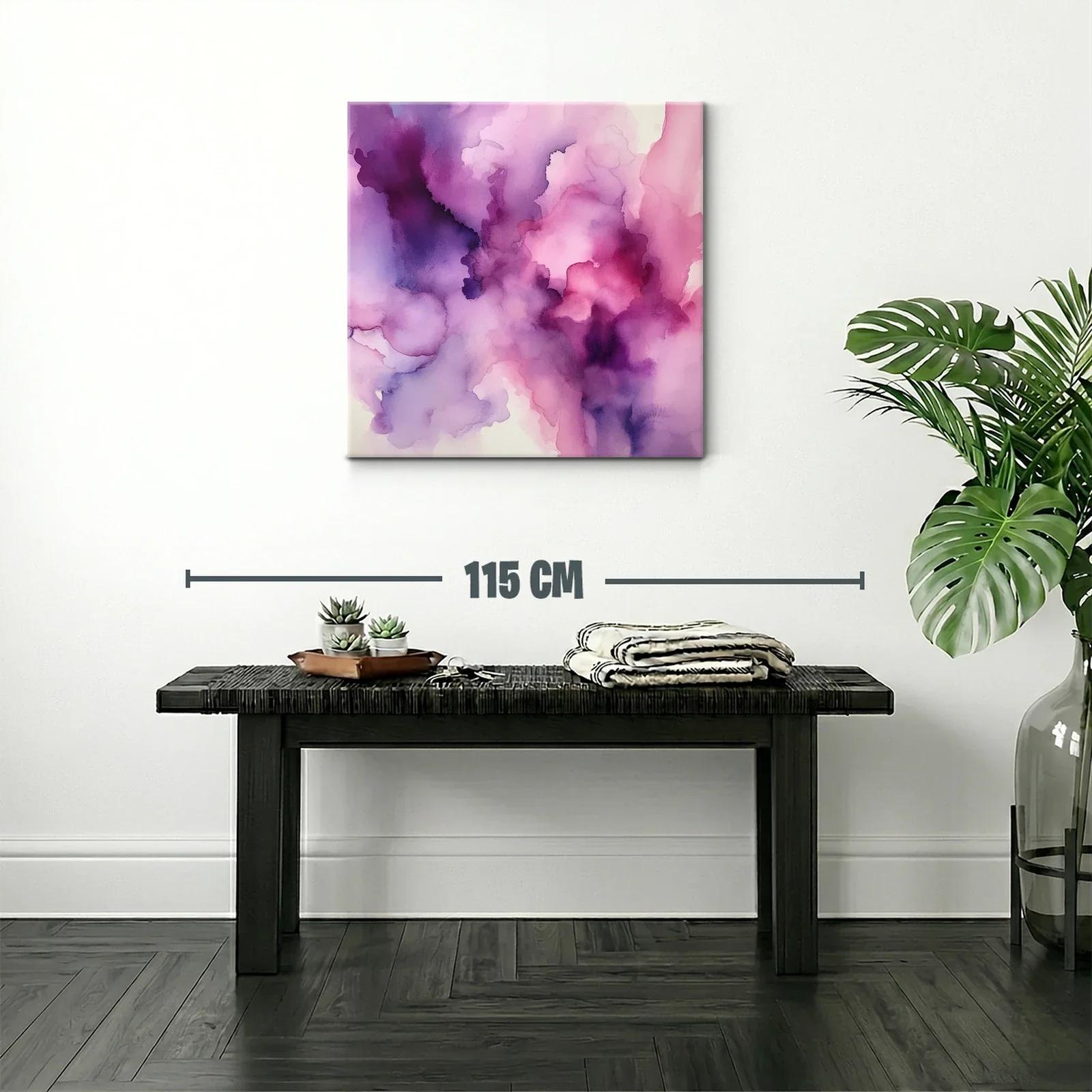 Cuadro abstracto en tonos violetas y rosas suaves — miniatura 2