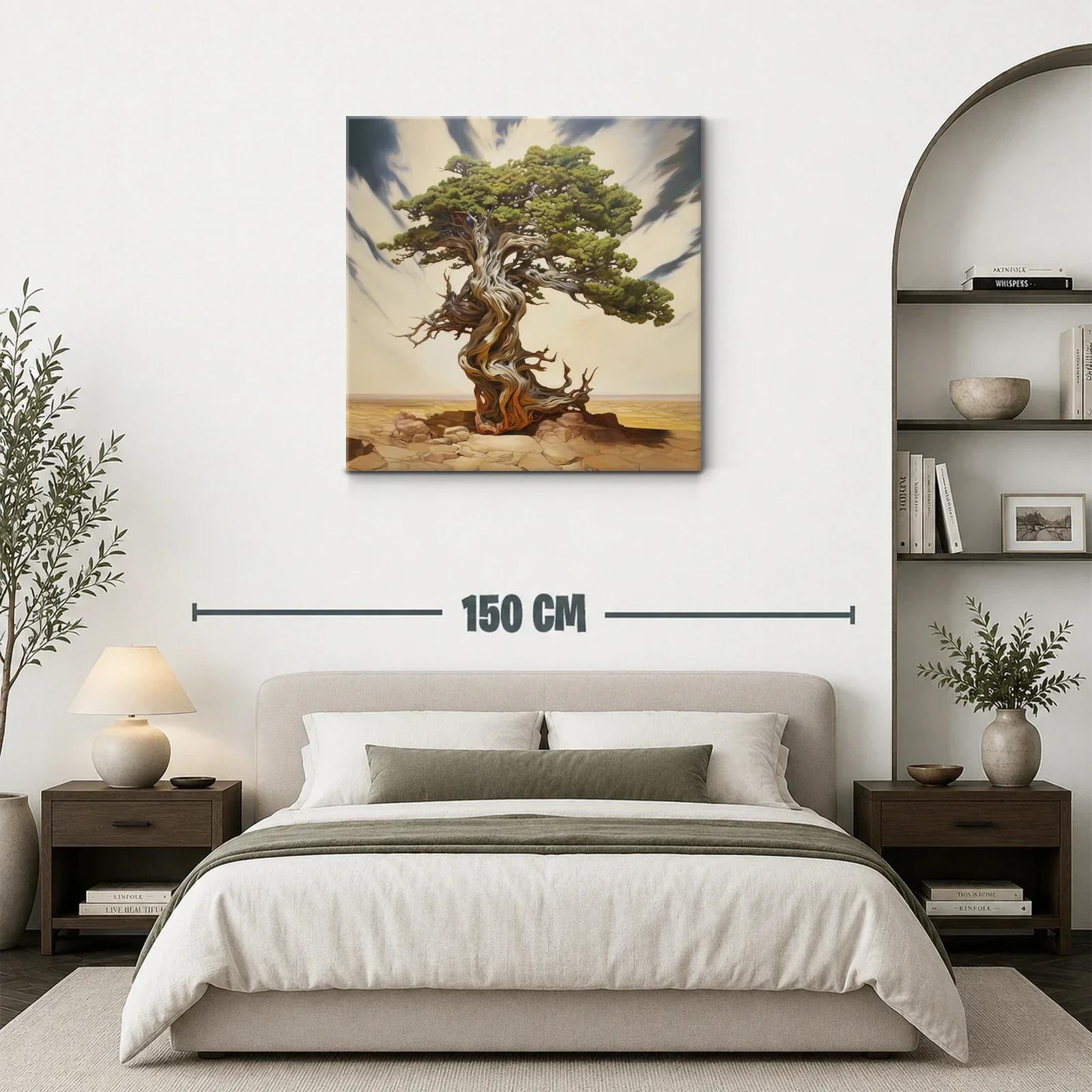 Árbol retorcido en paisaje desértico con cielo dramático — miniatura 3