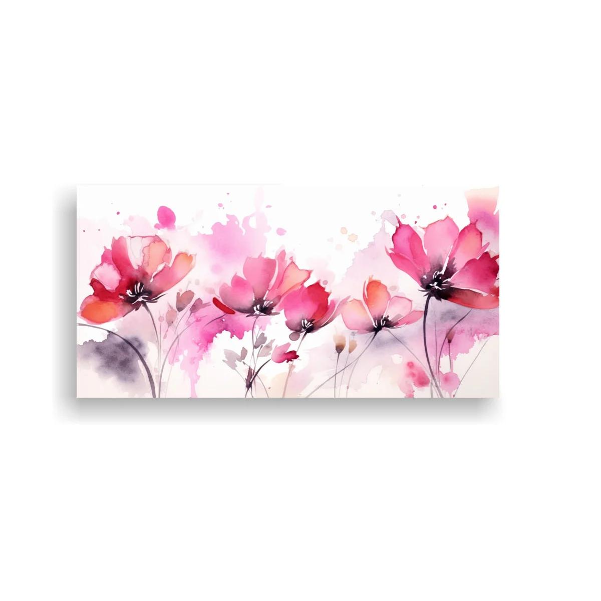 Cuadro amapolas rosadas con salpicaduras de acuarela — imagen principal