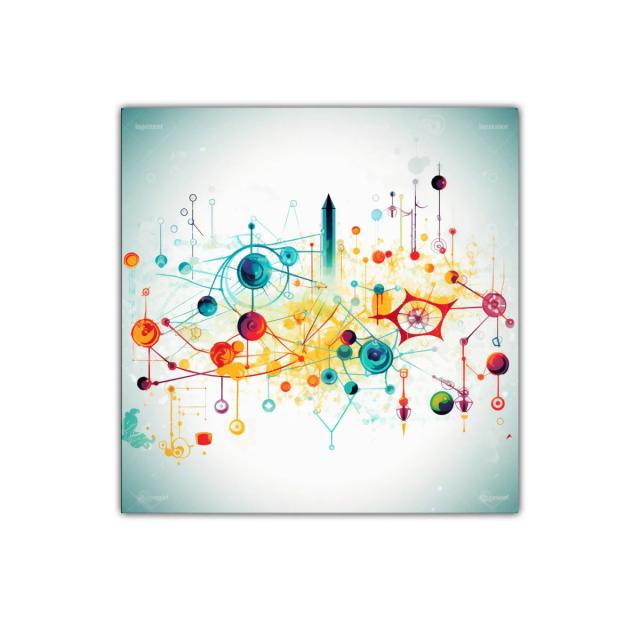 Cuadro abstracto con formas circulares de vibrantes colores