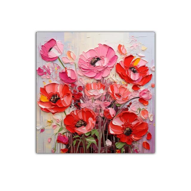 Cuadro decorativo con vibrantes flores rojas y rosas