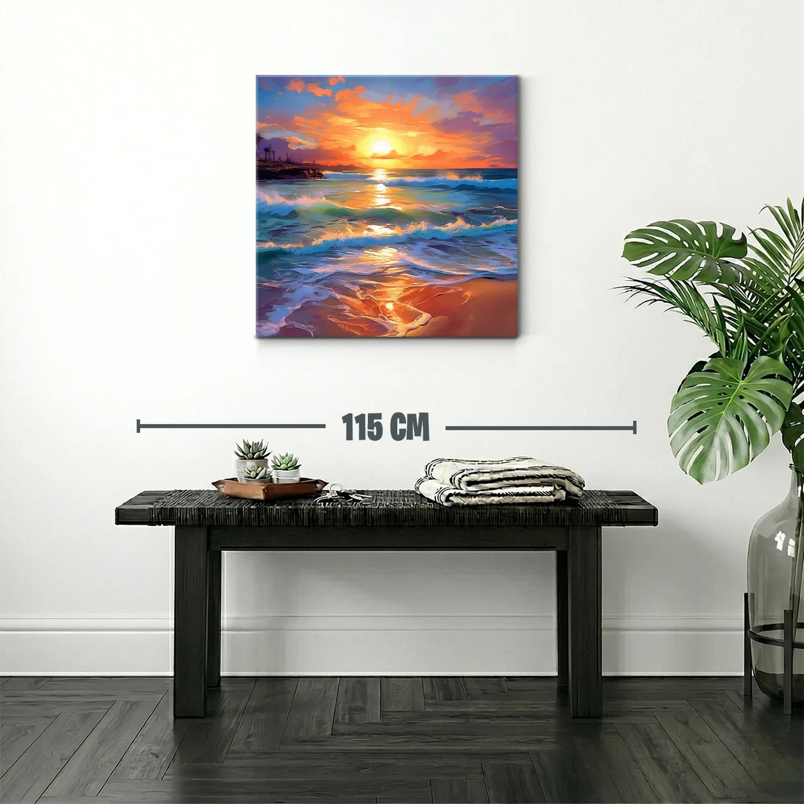 Atardecer vibrante con olas en playa serena — miniatura 2